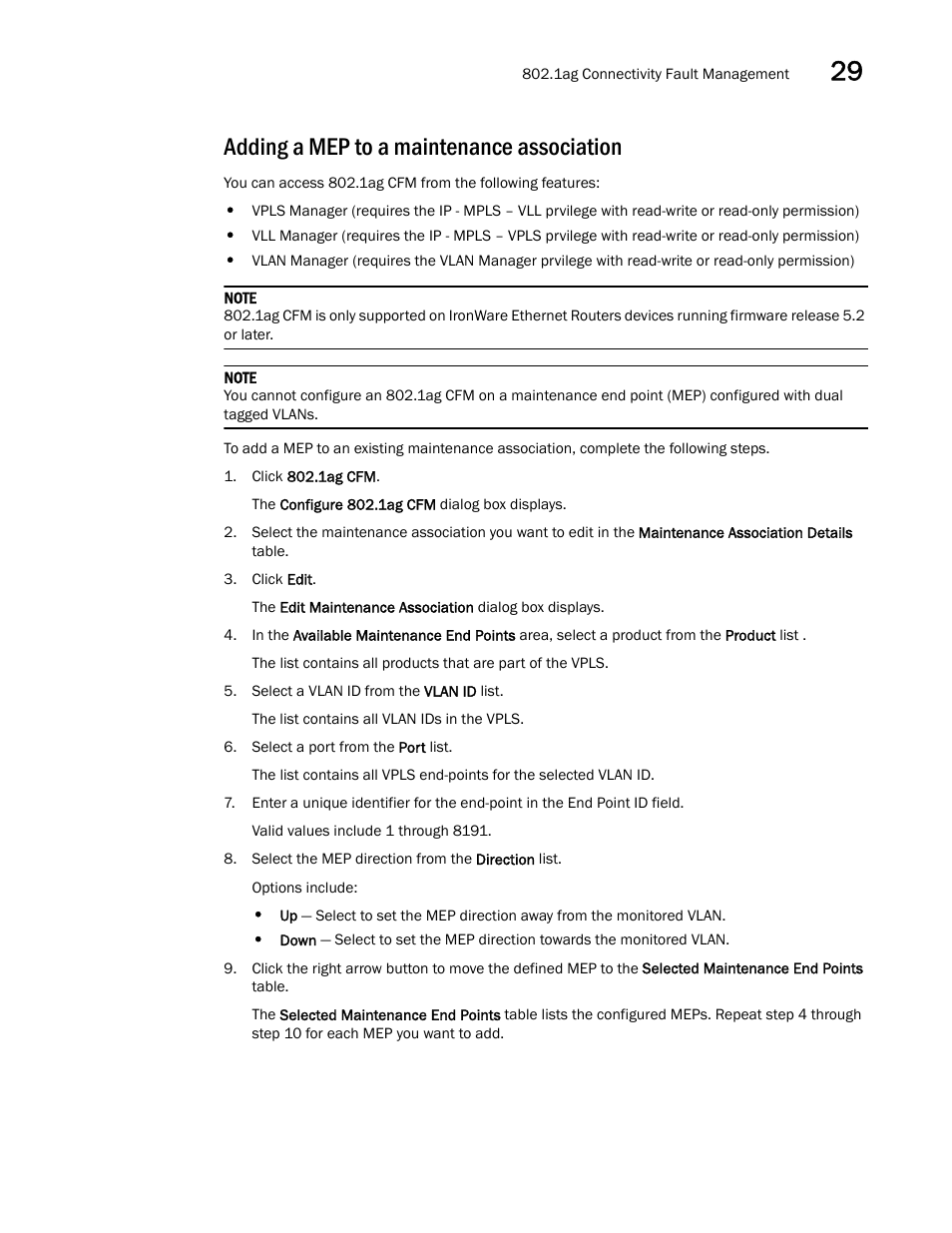 Adding a mep to a maintenance association | Brocade Network Advisor IP User Manual v12.3.0 User Manual | Page 1087 / 1928