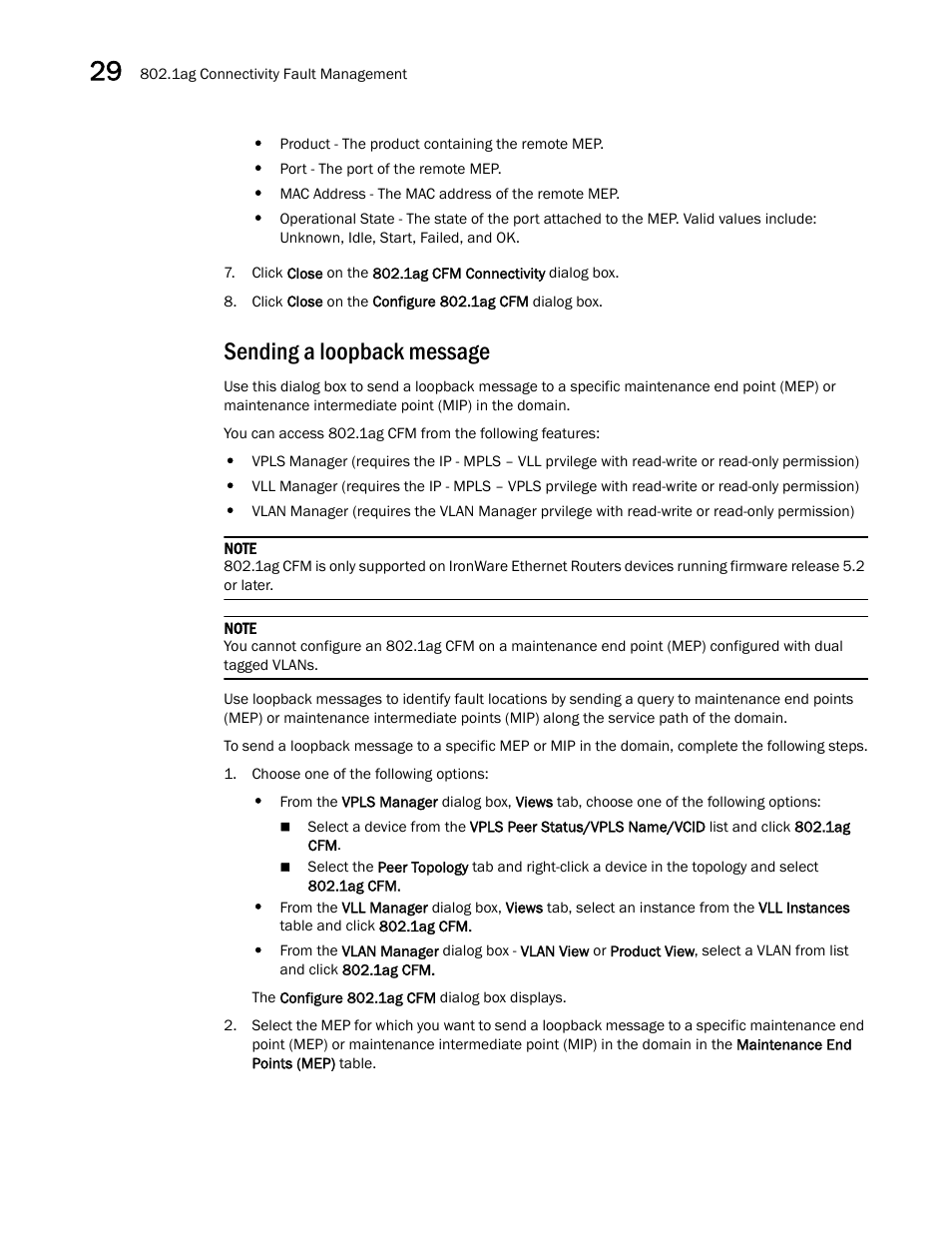 Sending a loopback message, Sending a, Loopback message | Brocade Network Advisor IP User Manual v12.3.0 User Manual | Page 1094 / 1928