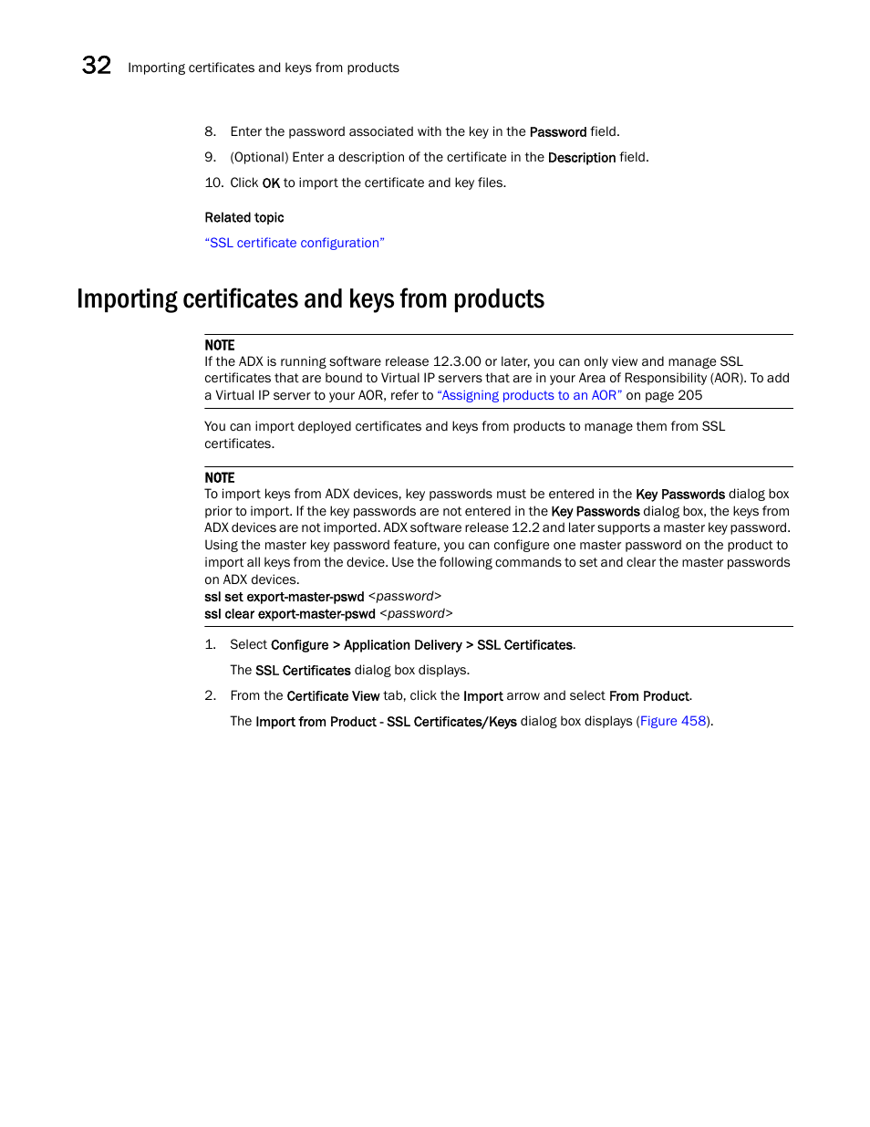 Importing certificates and keys from products, Importing certificates and keys from products 4 | Brocade Network Advisor IP User Manual v12.3.0 User Manual | Page 1136 / 1928