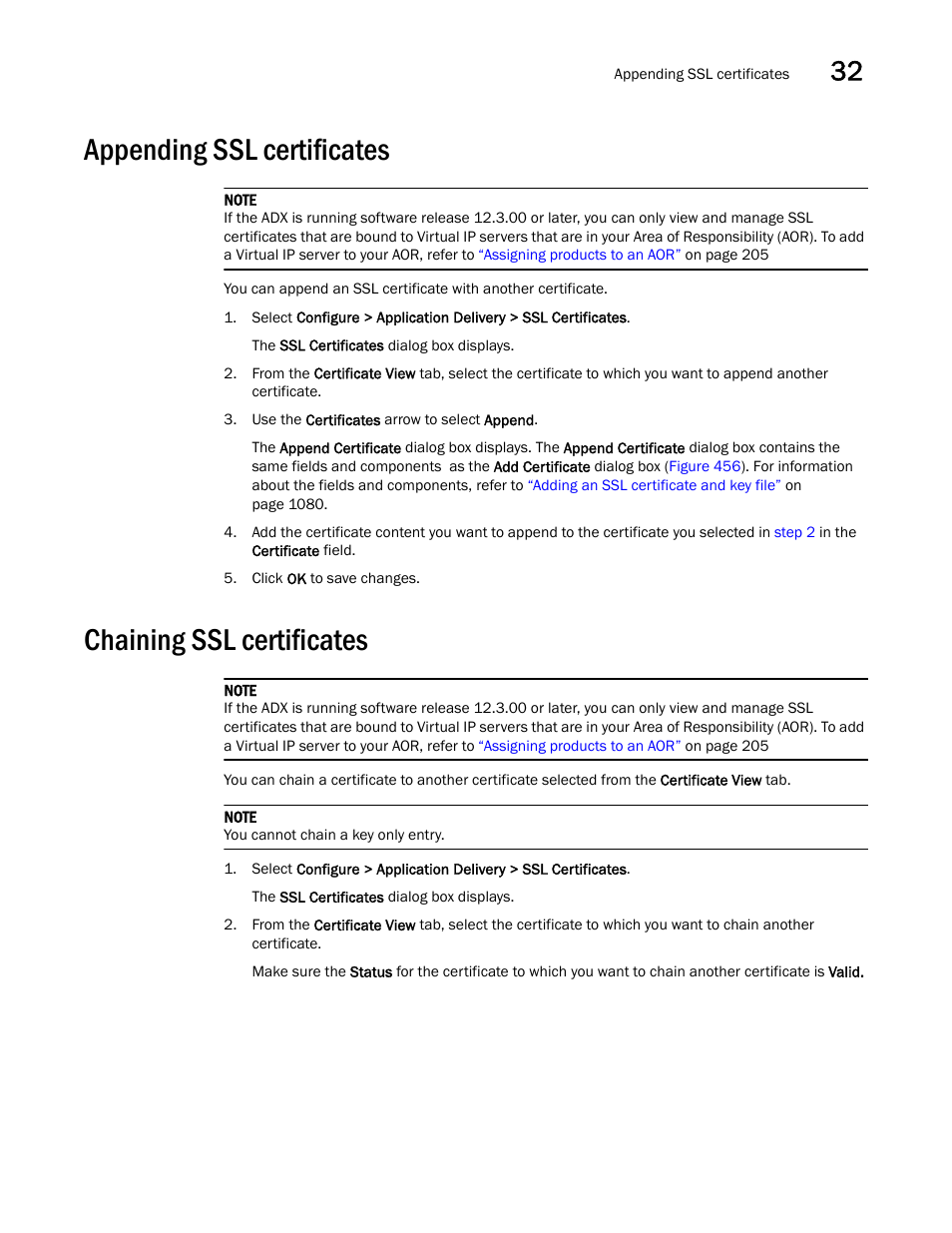 Appending ssl certificates, Chaining ssl certificates, Appending ssl certificates 9 | Chaining ssl certificates 9 | Brocade Network Advisor IP User Manual v12.3.0 User Manual | Page 1141 / 1928