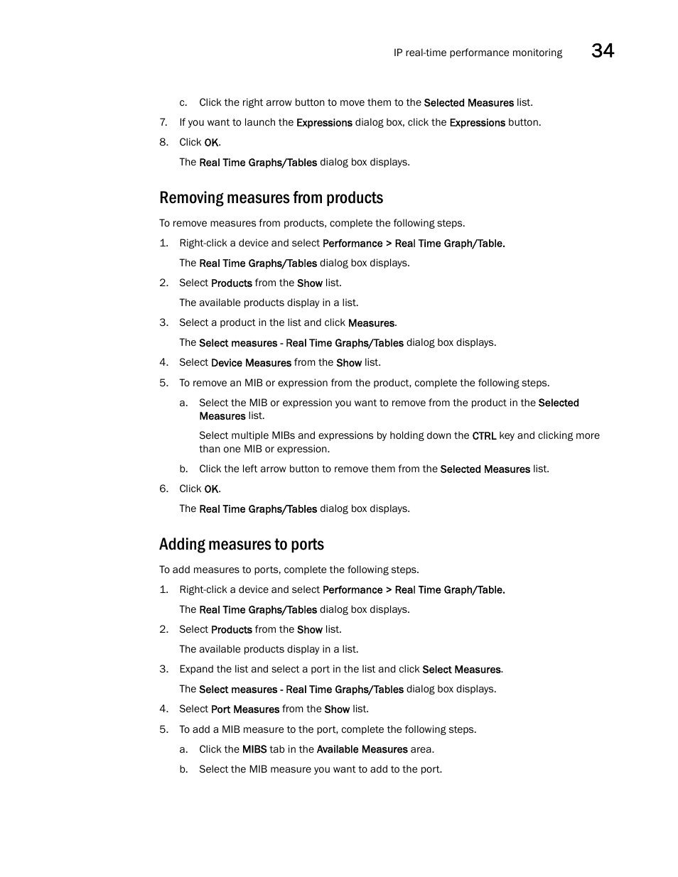 Adding measures to ports, Removing measures from products | Brocade Network Advisor IP User Manual v12.3.0 User Manual | Page 1169 / 1928