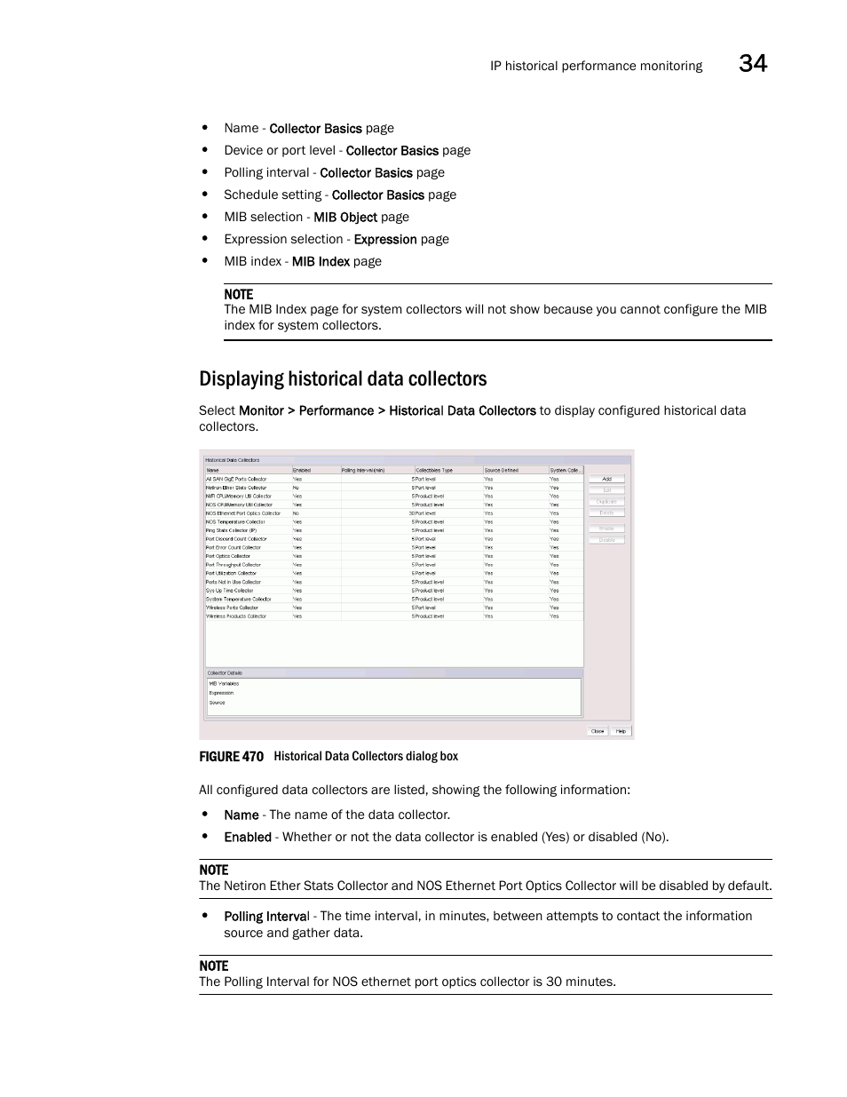 Displaying historical data collectors | Brocade Network Advisor IP User Manual v12.3.0 User Manual | Page 1179 / 1928