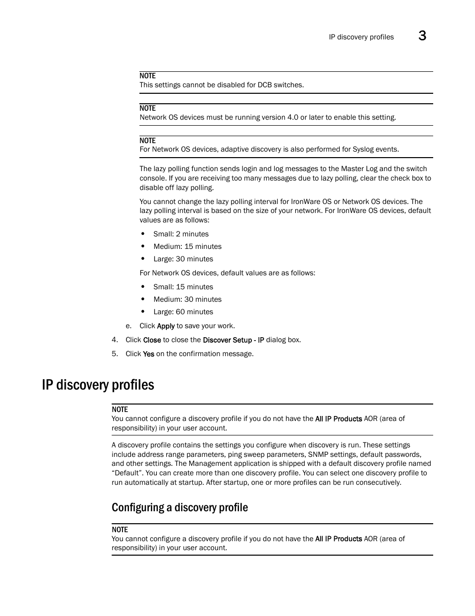 Ip discovery profiles, Configuring a discovery profile | Brocade Network Advisor IP User Manual v12.3.0 User Manual | Page 121 / 1928