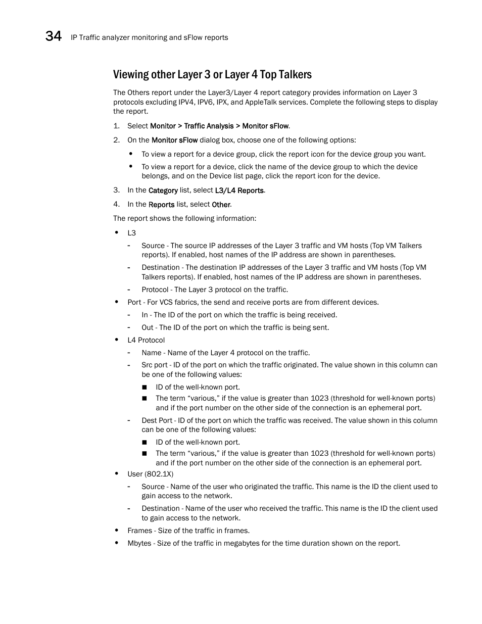 Viewing other layer 3 or layer 4 top talkers, Viewing, Other layer 3 or layer 4 top talkers | Brocade Network Advisor IP User Manual v12.3.0 User Manual | Page 1232 / 1928