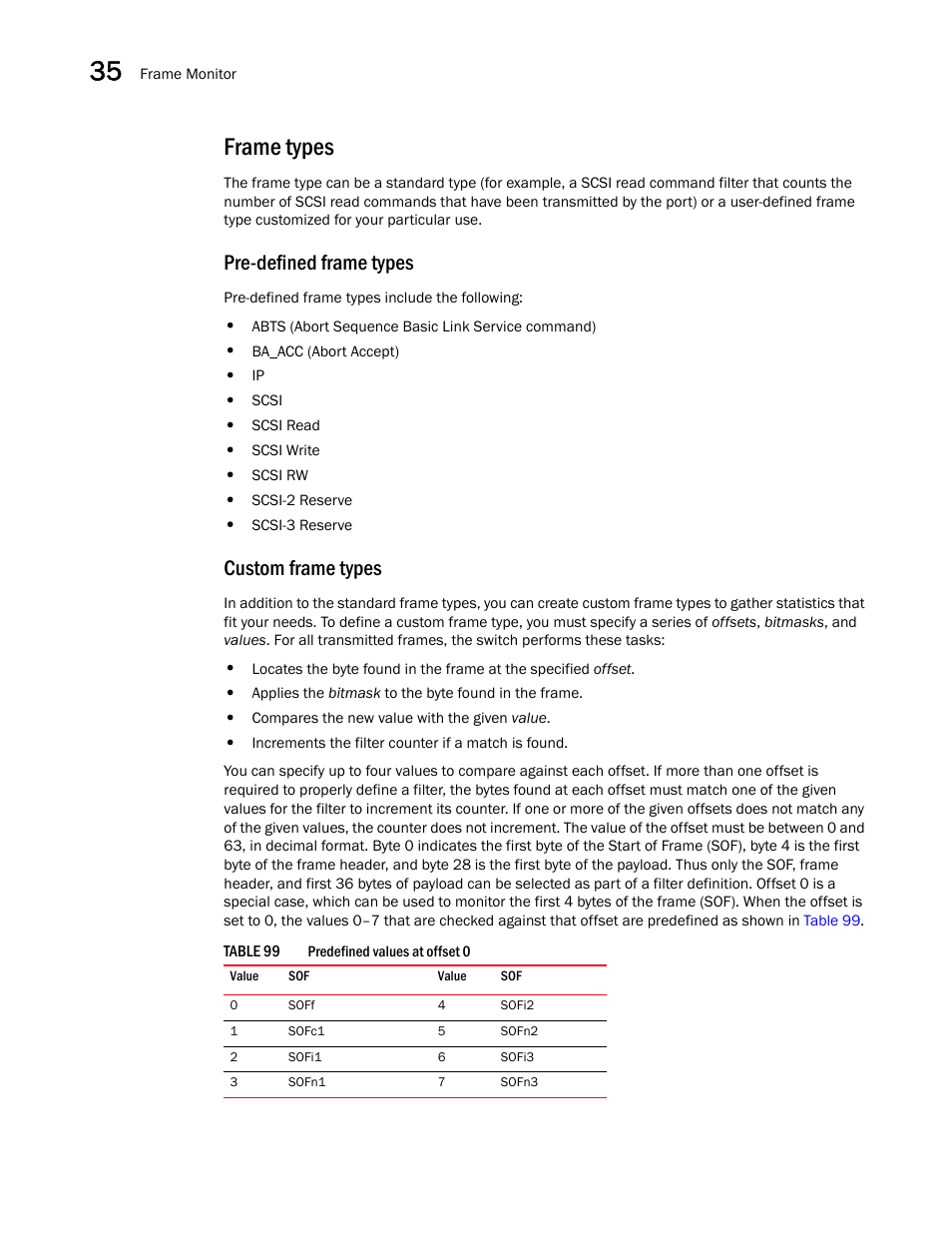 Frame types, Pre-defined frame types, Custom frame types | Brocade Network Advisor IP User Manual v12.3.0 User Manual | Page 1240 / 1928