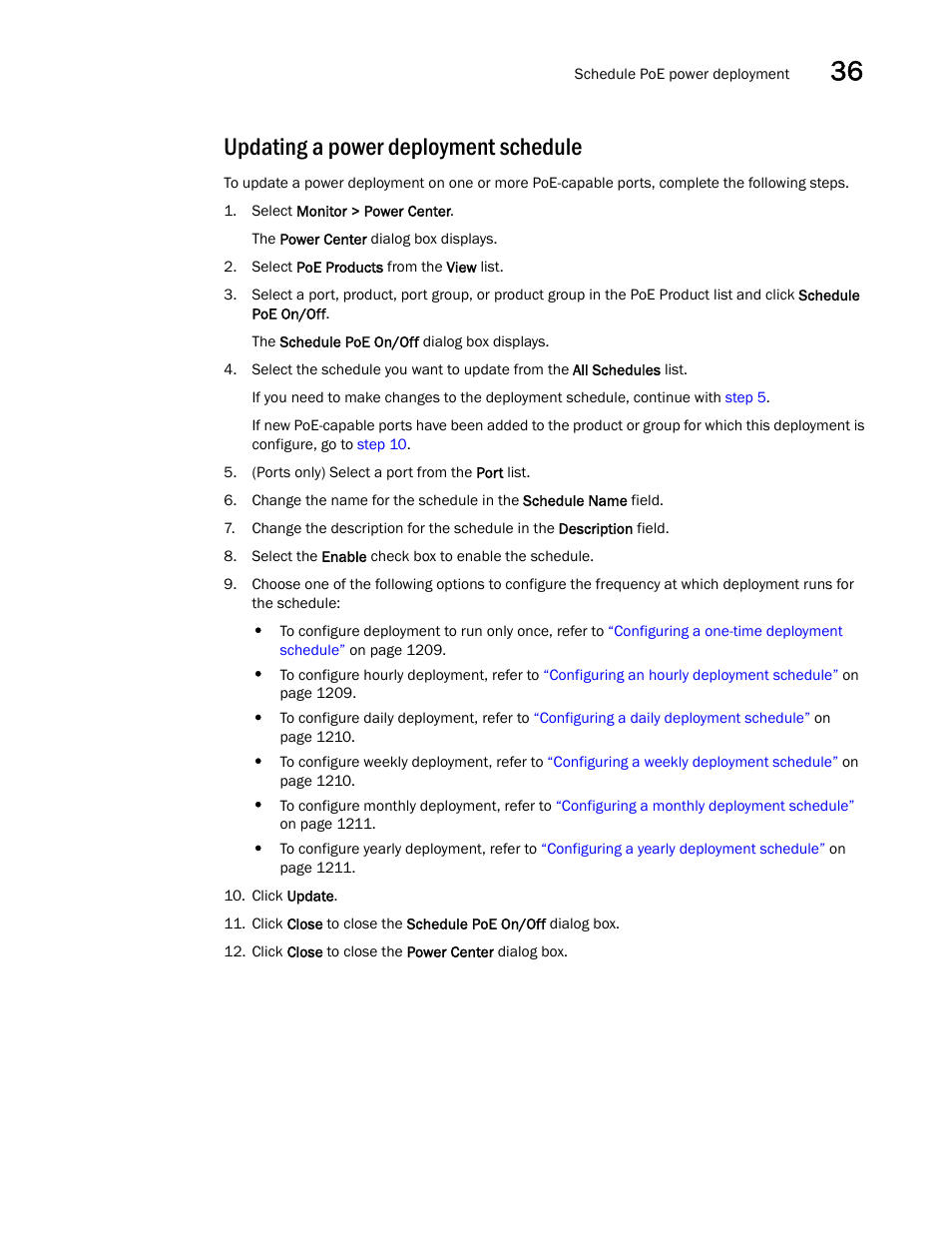 Updating a power deployment schedule, Step 10 | Brocade Network Advisor IP User Manual v12.3.0 User Manual | Page 1265 / 1928