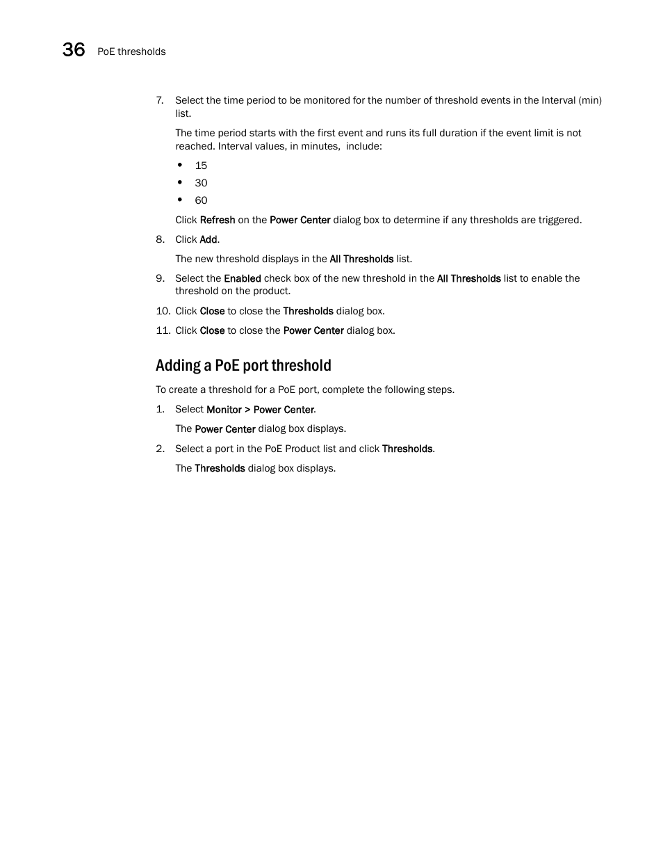 Adding a poe port threshold | Brocade Network Advisor IP User Manual v12.3.0 User Manual | Page 1270 / 1928