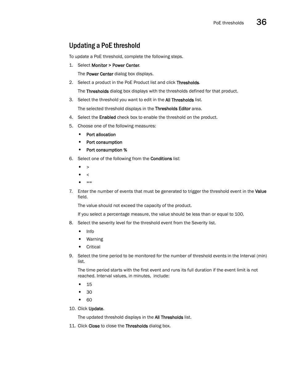 Updating a poe threshold | Brocade Network Advisor IP User Manual v12.3.0 User Manual | Page 1273 / 1928