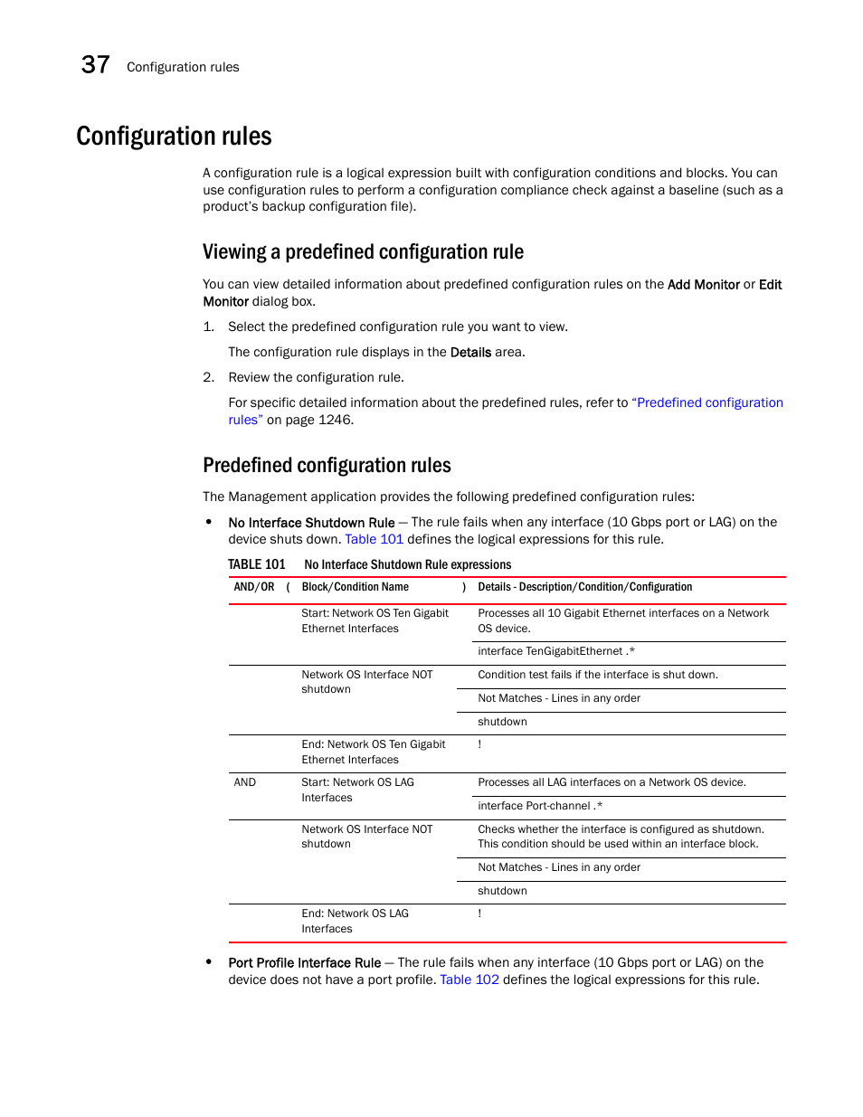 Configuration rules, Configuration rules 6, Viewing a predefined | Configuration rule, Viewing a predefined configuration rule, Predefined configuration rules | Brocade Network Advisor IP User Manual v12.3.0 User Manual | Page 1298 / 1928