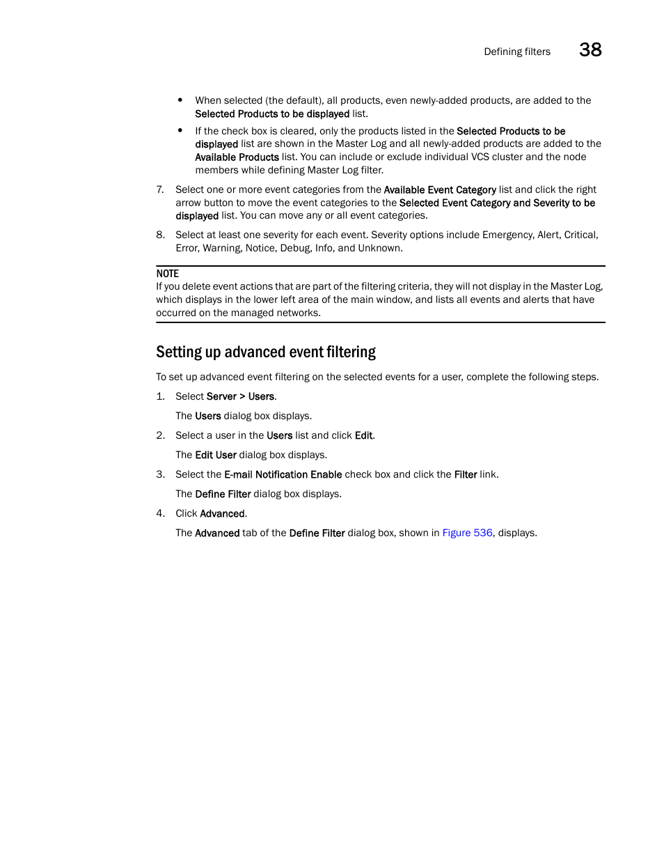 Setting up advanced event filtering | Brocade Network Advisor IP User Manual v12.3.0 User Manual | Page 1329 / 1928