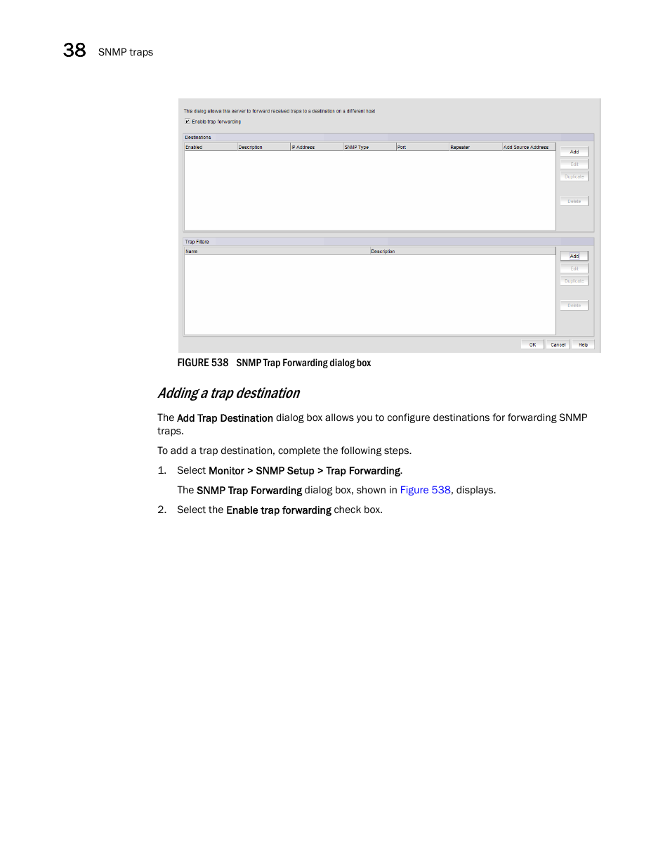 Adding a trap destination | Brocade Network Advisor IP User Manual v12.3.0 User Manual | Page 1334 / 1928