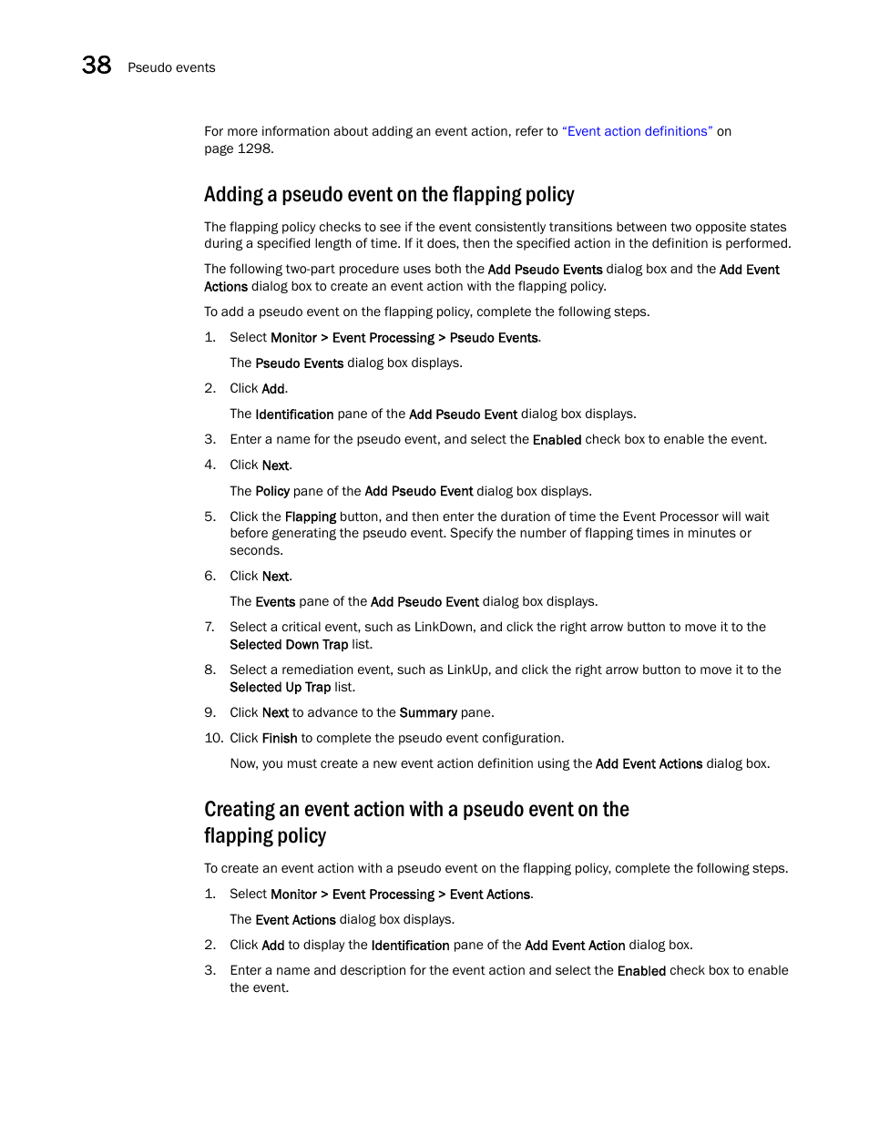 Adding a pseudo event on the flapping policy | Brocade Network Advisor IP User Manual v12.3.0 User Manual | Page 1376 / 1928