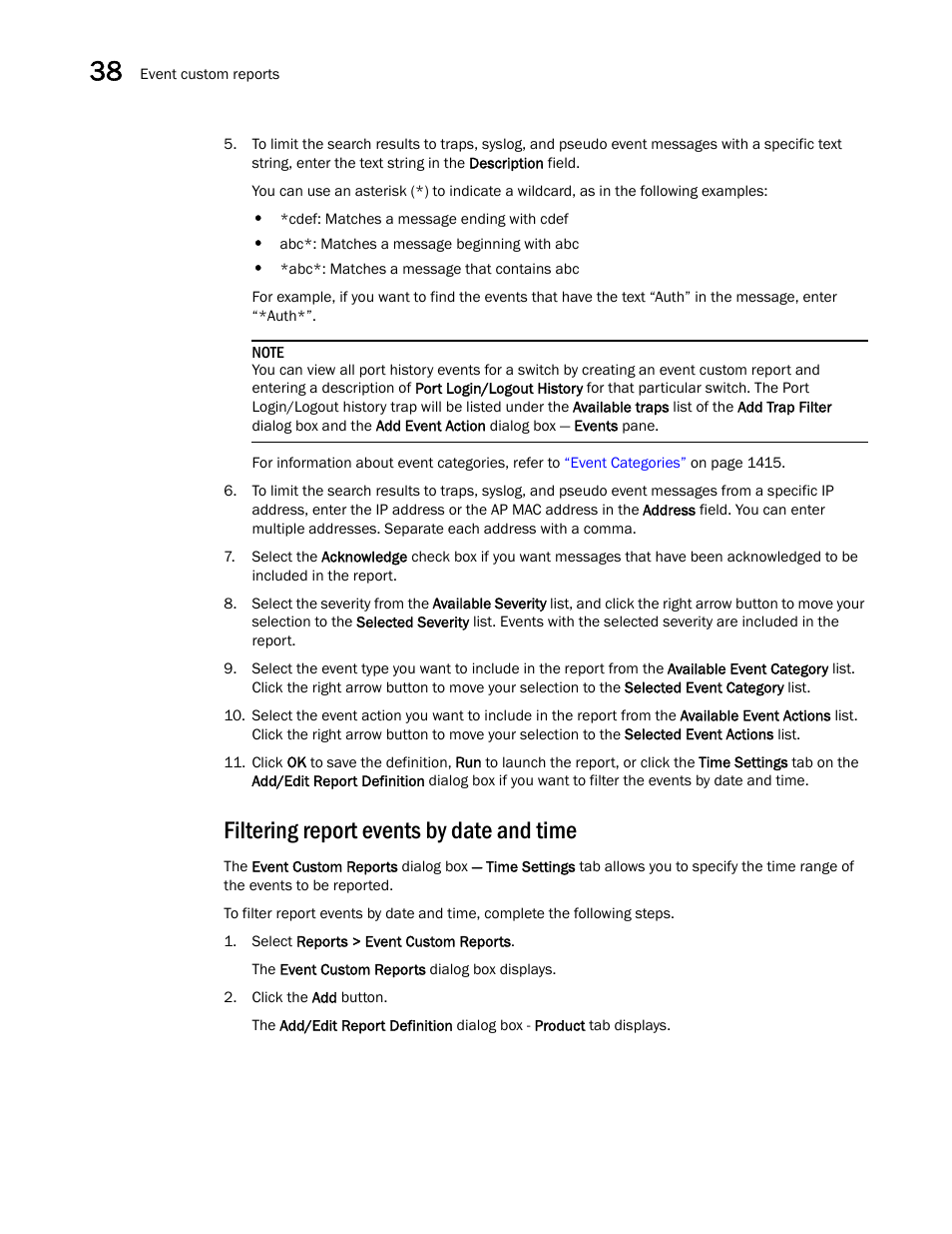 Filtering report events by date and time | Brocade Network Advisor IP User Manual v12.3.0 User Manual | Page 1384 / 1928