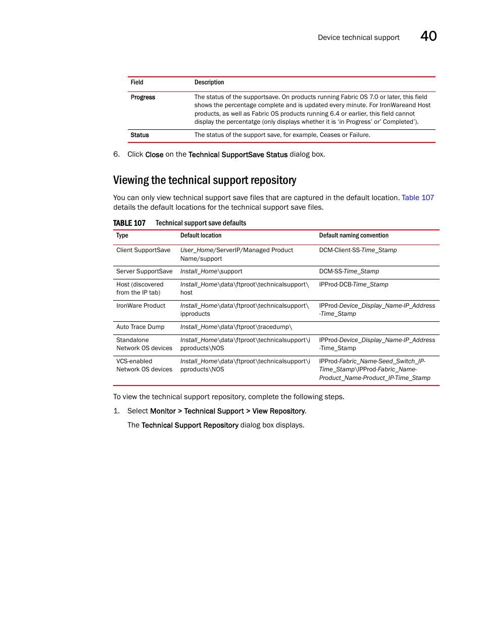 Viewing the technical support repository | Brocade Network Advisor IP User Manual v12.3.0 User Manual | Page 1411 / 1928