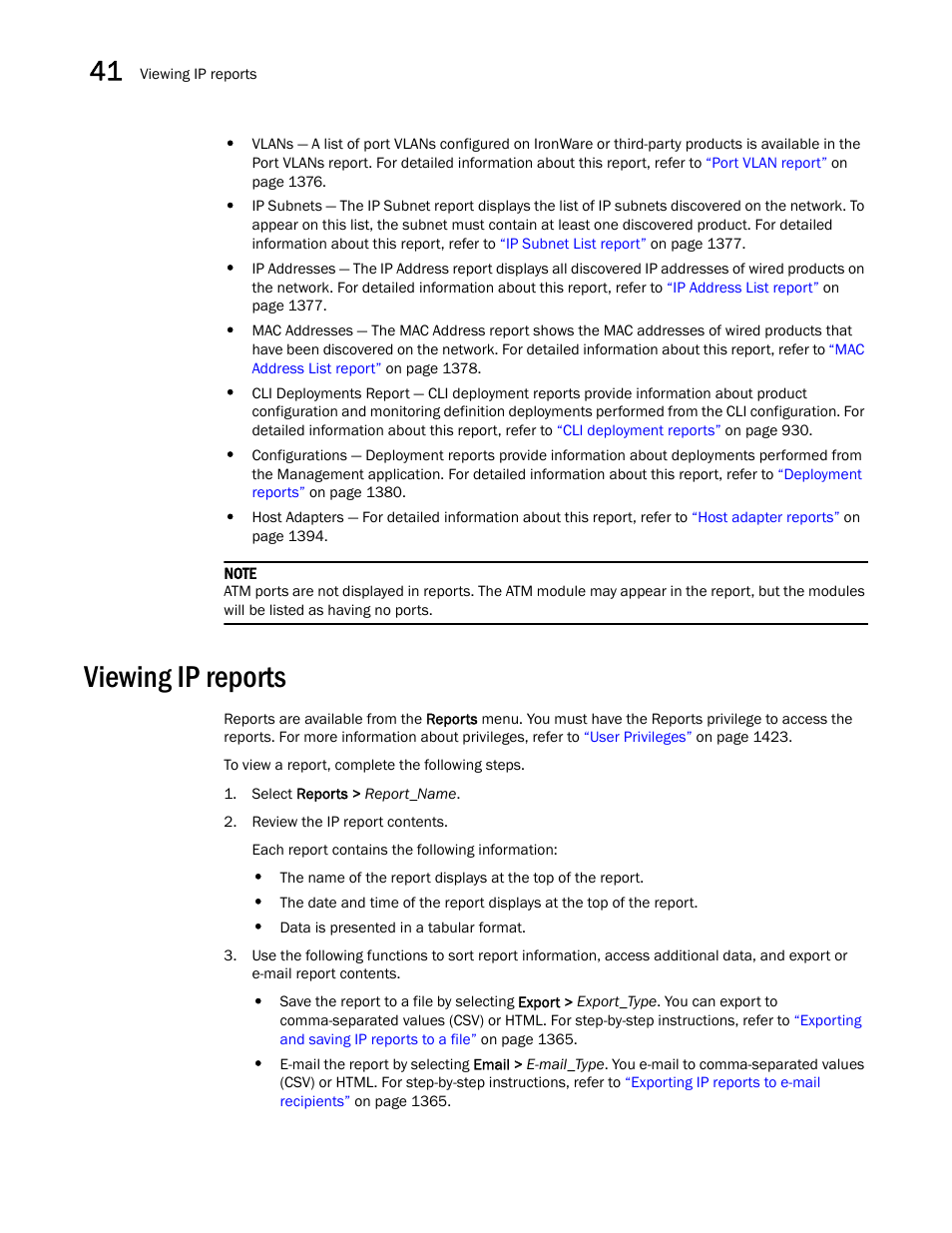 Viewing ip reports, Viewing ip reports 4 | Brocade Network Advisor IP User Manual v12.3.0 User Manual | Page 1416 / 1928