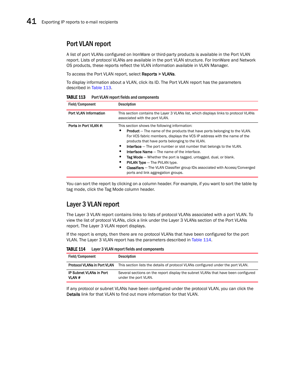 Port vlan report, Layer 3 vlan report | Brocade Network Advisor IP User Manual v12.3.0 User Manual | Page 1428 / 1928