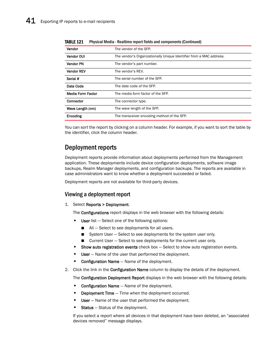 Deployment reports, Deployment, Reports | Viewing a deployment report | Brocade Network Advisor IP User Manual v12.3.0 User Manual | Page 1432 / 1928