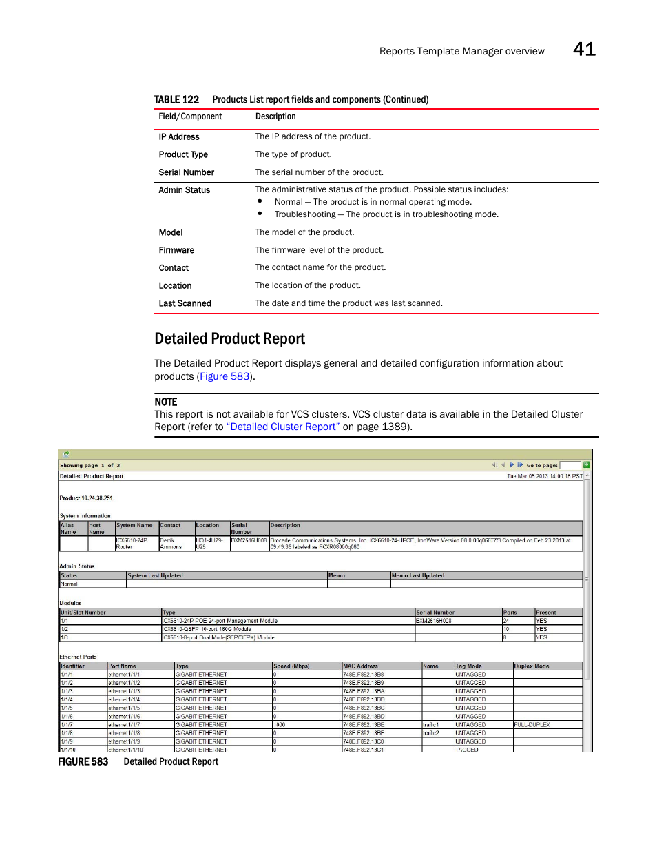 Detailed product report | Brocade Network Advisor IP User Manual v12.3.0 User Manual | Page 1439 / 1928