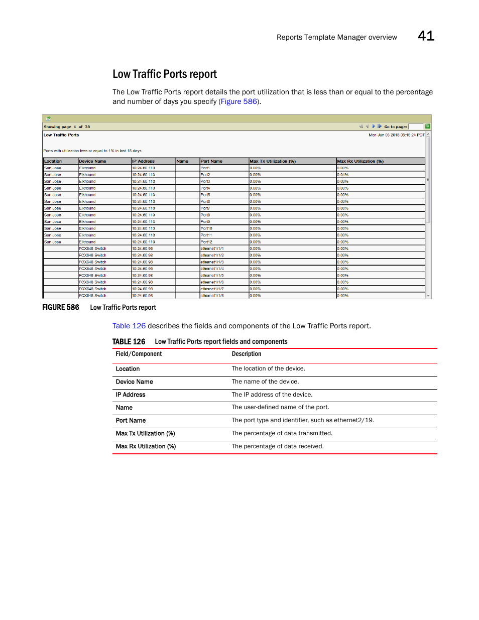 Low traffic ports report | Brocade Network Advisor IP User Manual v12.3.0 User Manual | Page 1445 / 1928