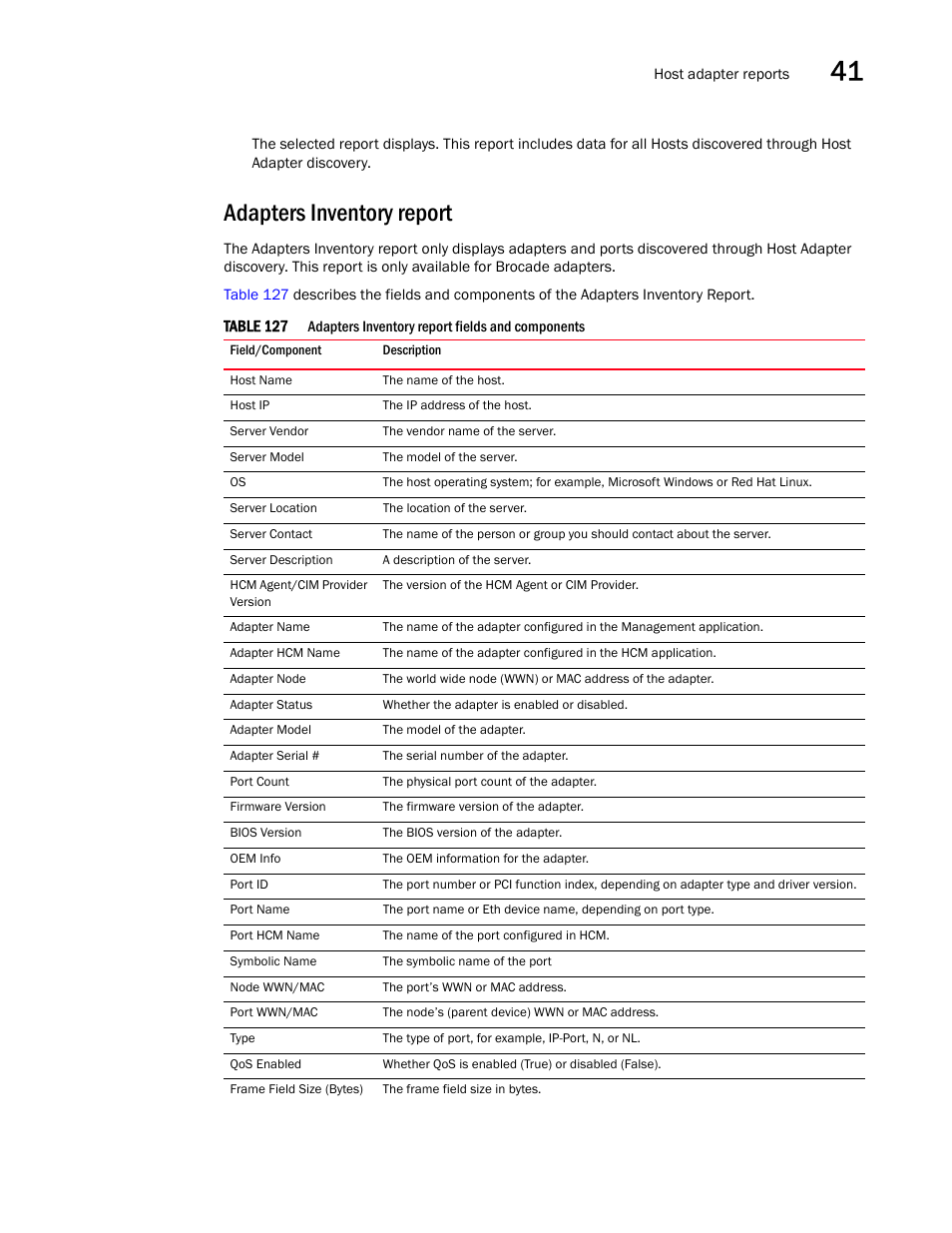 Adapters inventory report | Brocade Network Advisor IP User Manual v12.3.0 User Manual | Page 1447 / 1928
