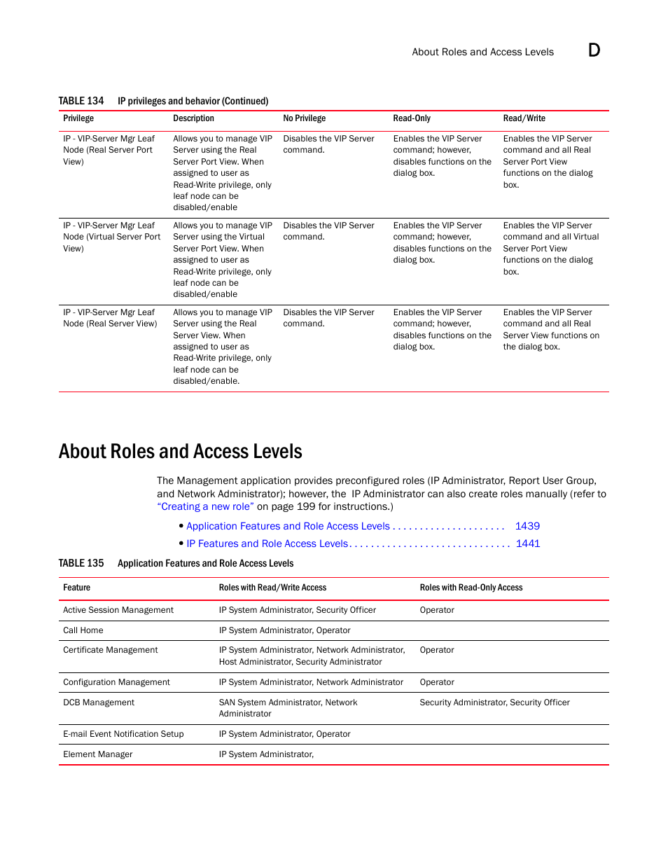 About roles and access levels, About roles and access levels 9 | Brocade Network Advisor IP User Manual v12.3.0 User Manual | Page 1491 / 1928