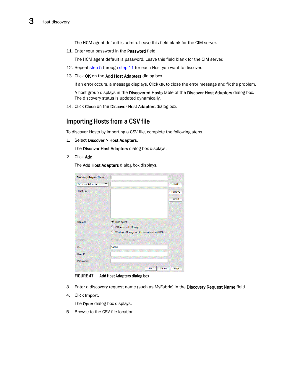 Importing hosts from a csv file, Step 13 | Brocade Network Advisor IP User Manual v12.3.0 User Manual | Page 154 / 1928