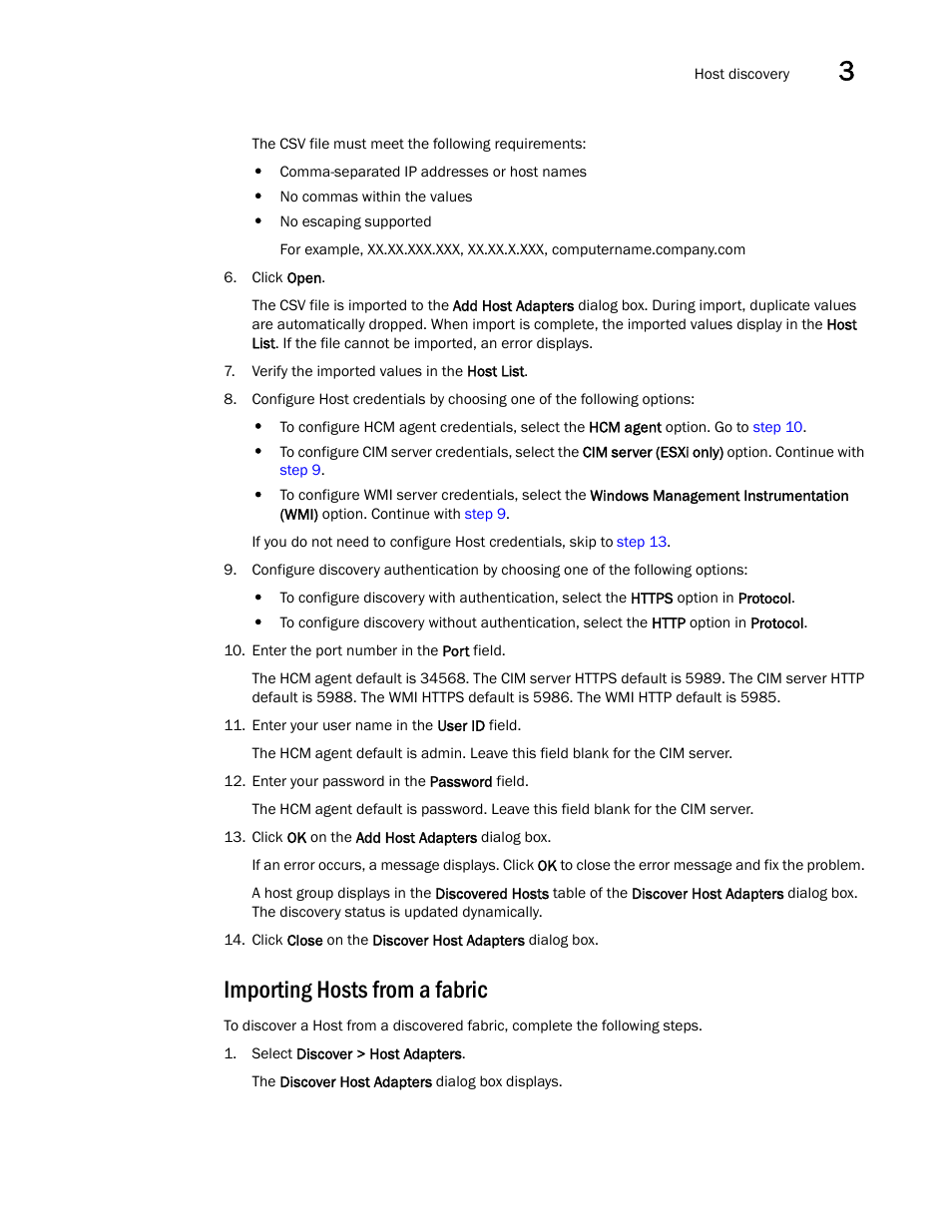 Importing hosts from a fabric | Brocade Network Advisor IP User Manual v12.3.0 User Manual | Page 155 / 1928