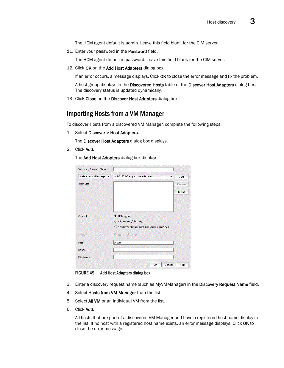 Importing hosts from a vm manager, Step 12 | Brocade Network Advisor IP User Manual v12.3.0 User Manual | Page 157 / 1928