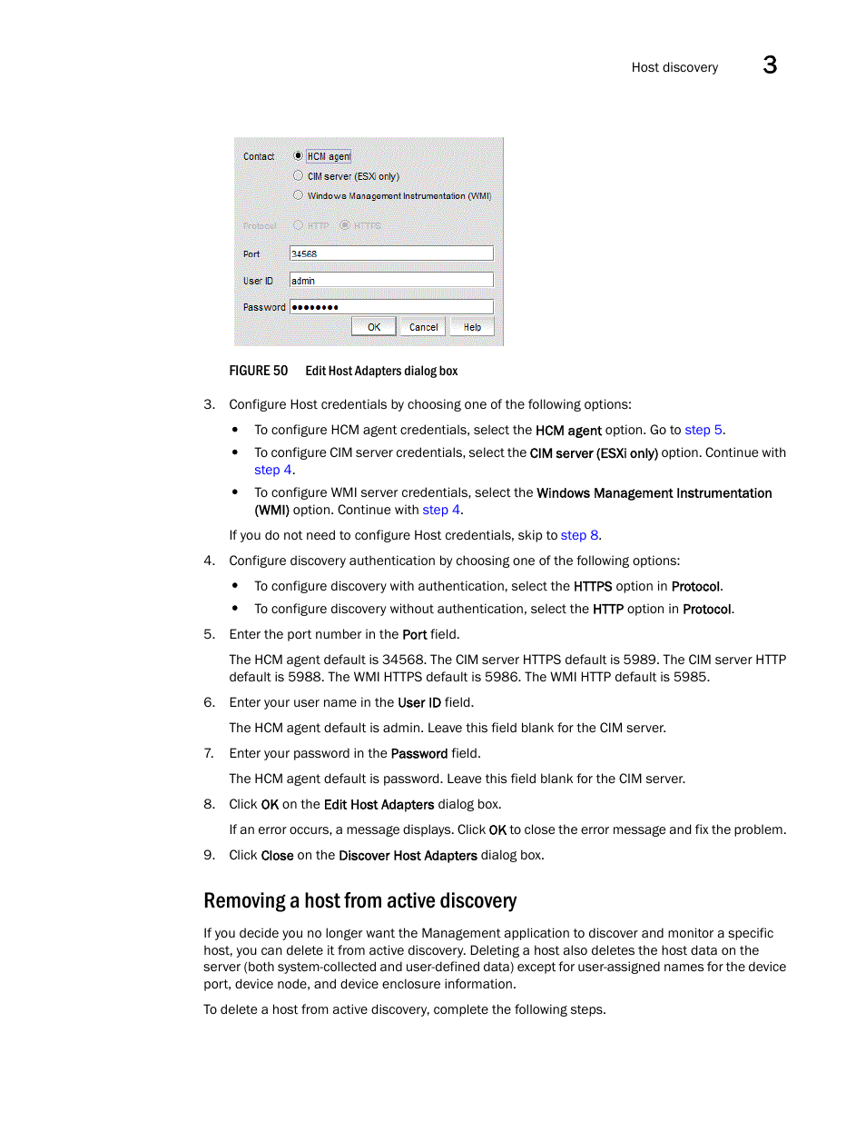 Removing a host from active discovery | Brocade Network Advisor IP User Manual v12.3.0 User Manual | Page 159 / 1928