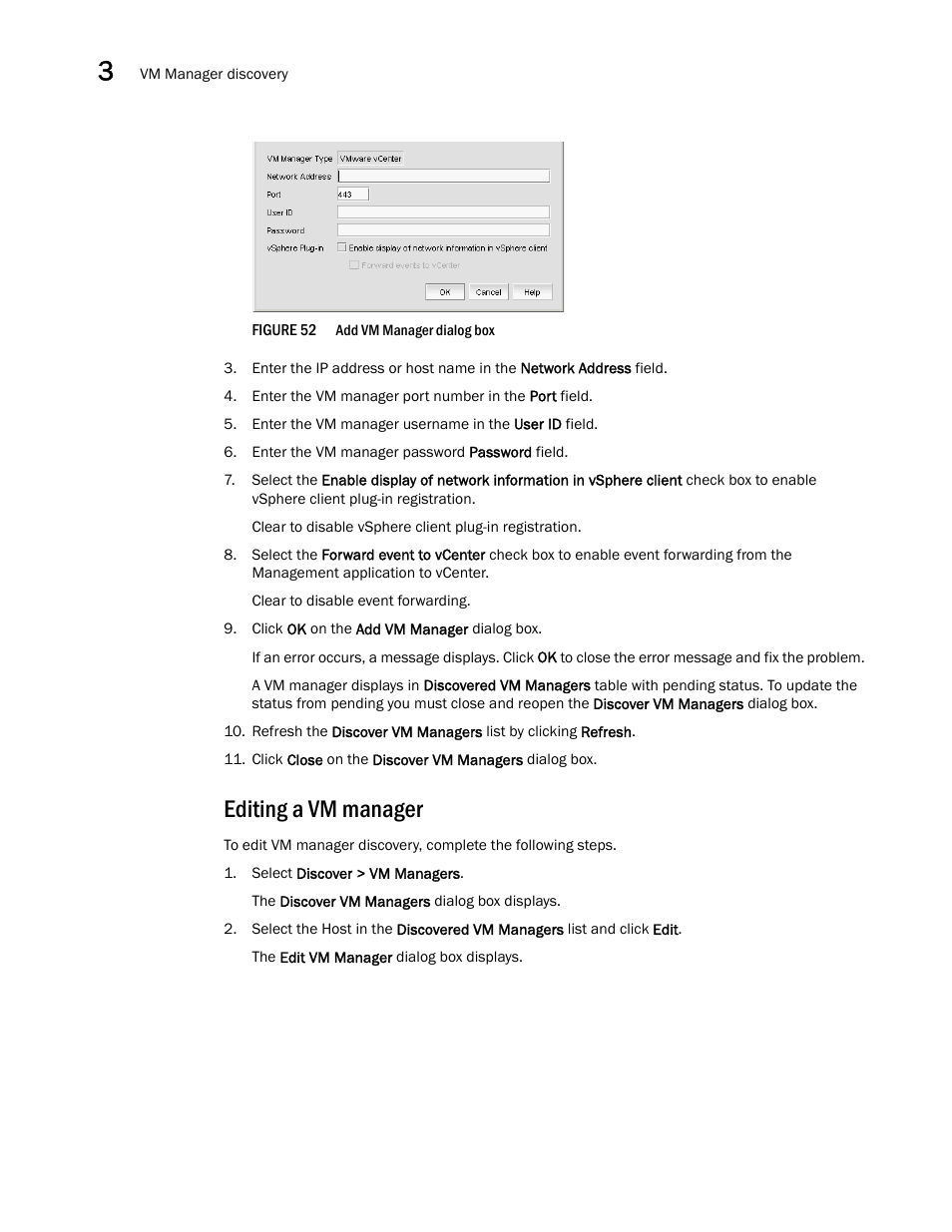 Editing a vm manager | Brocade Network Advisor IP User Manual v12.3.0 User Manual | Page 164 / 1928