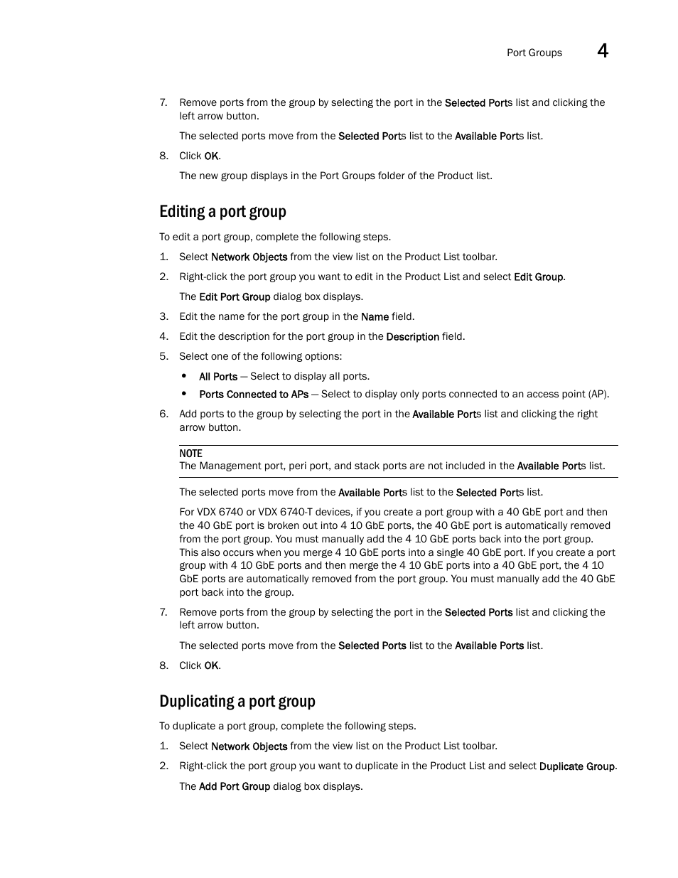 Editing a port group, Duplicating a port group | Brocade Network Advisor IP User Manual v12.3.0 User Manual | Page 183 / 1928