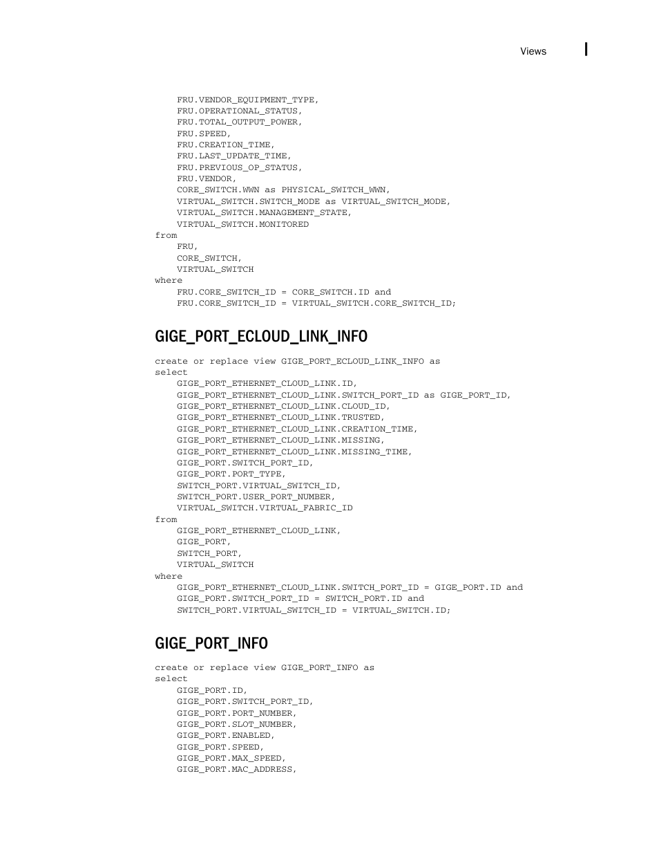 Gige_port_ecloud_link_info, Gige_port_info | Brocade Network Advisor IP User Manual v12.3.0 User Manual | Page 1833 / 1928