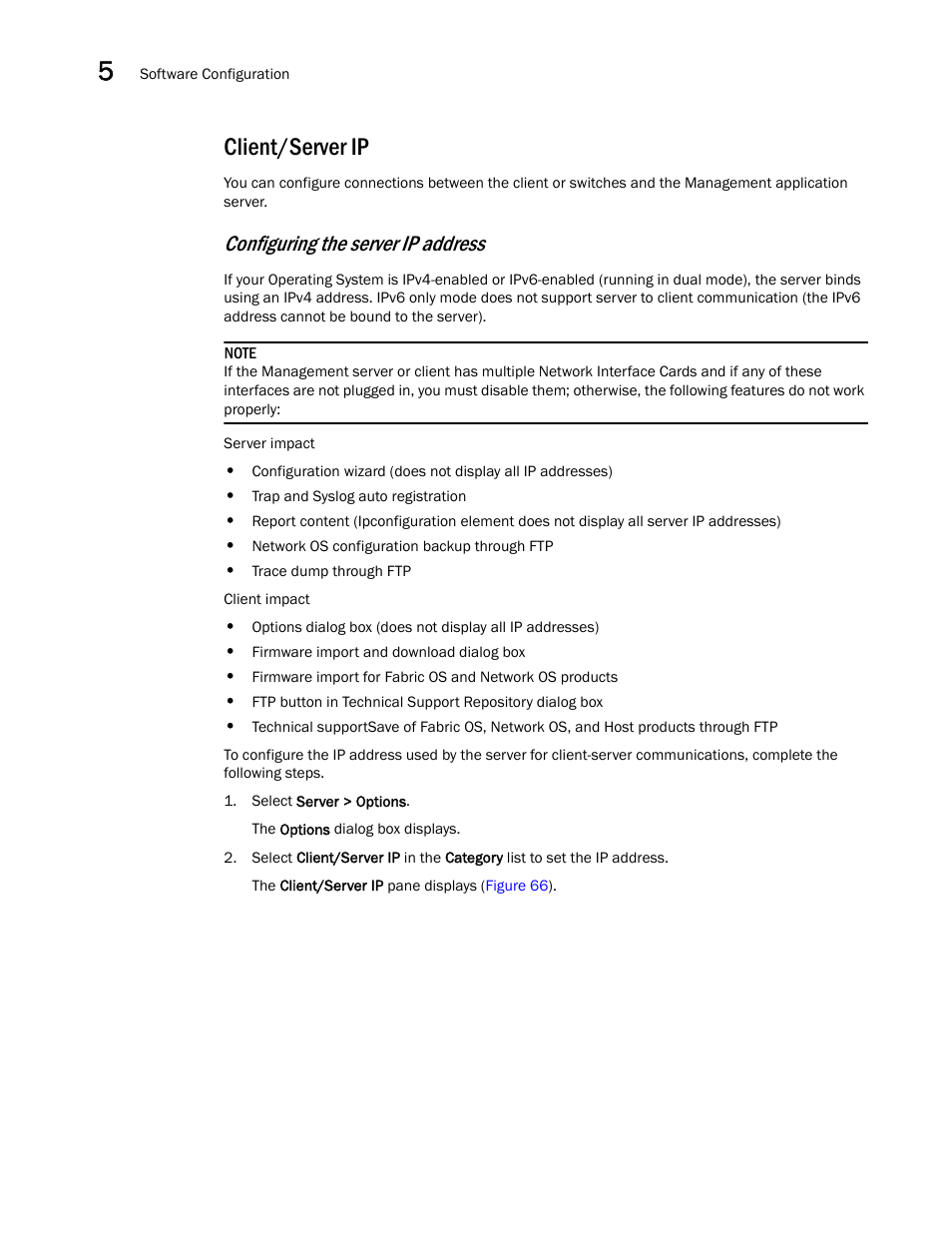 Client/server ip, Configuring the server ip address | Brocade Network Advisor IP User Manual v12.3.0 User Manual | Page 216 / 1928