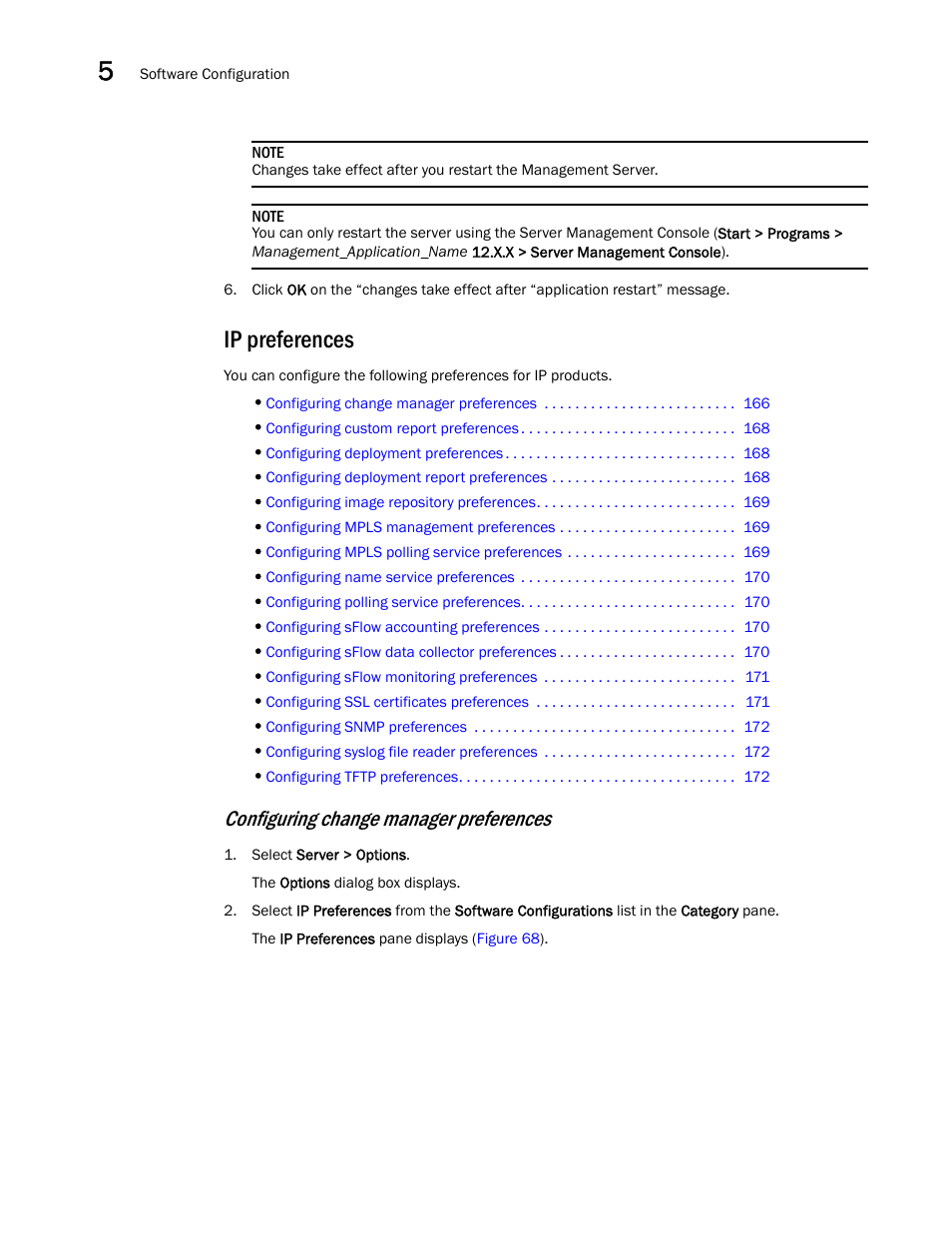 Ip preferences, Preferences, Configuring change manager preferences | Brocade Network Advisor IP User Manual v12.3.0 User Manual | Page 220 / 1928