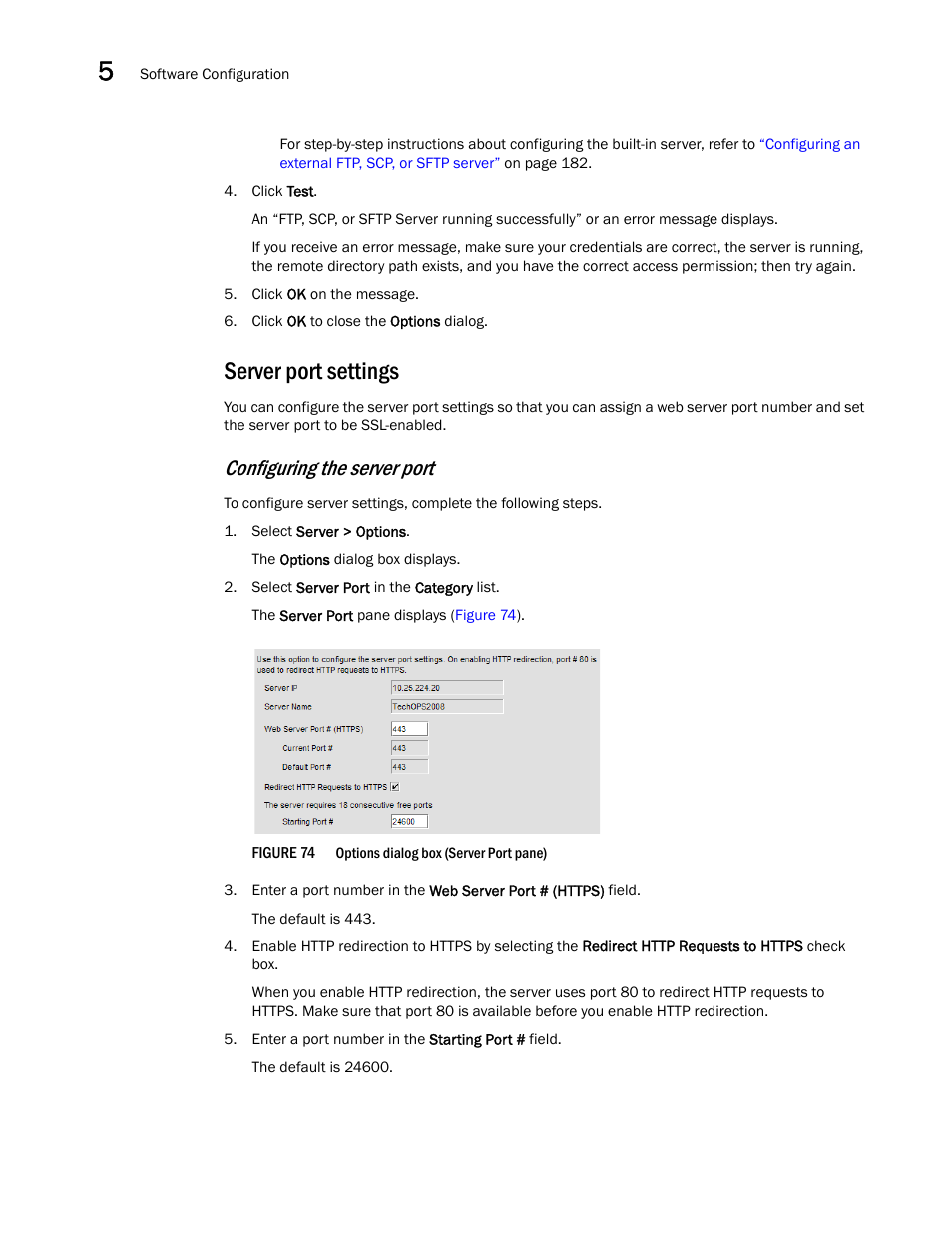 Server port settings, Configuring the server port, Server port | Settings | Brocade Network Advisor IP User Manual v12.3.0 User Manual | Page 238 / 1928