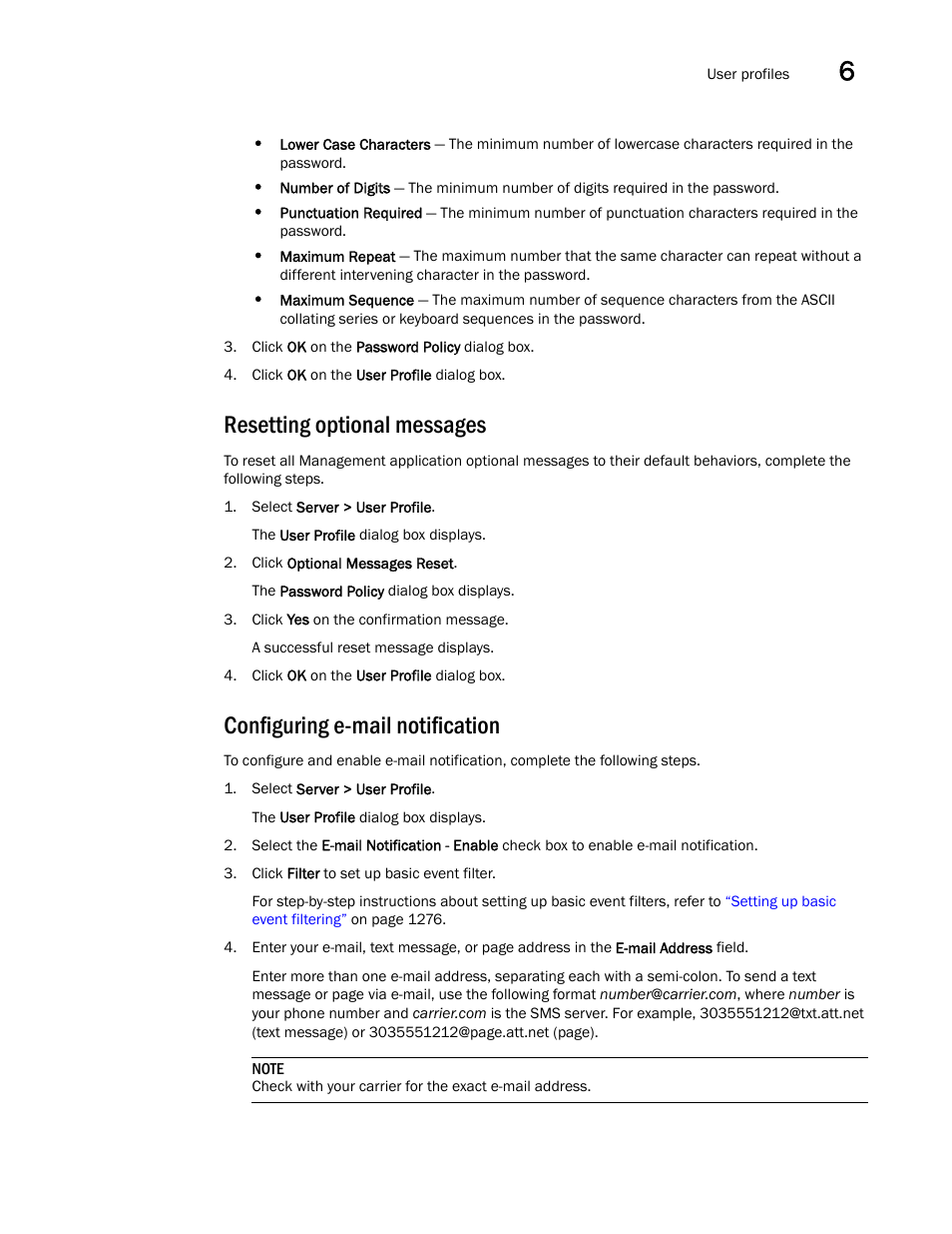 Resetting optional messages, Configuring e-mail notification | Brocade Network Advisor IP User Manual v12.3.0 User Manual | Page 267 / 1928