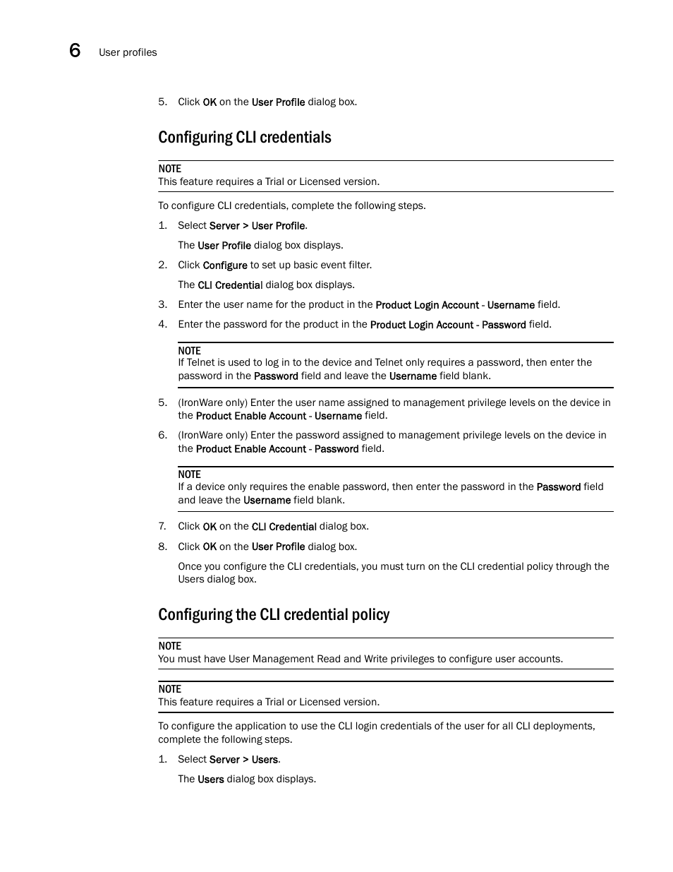 Configuring cli credentials, Configuring the cli credential policy | Brocade Network Advisor IP User Manual v12.3.0 User Manual | Page 268 / 1928