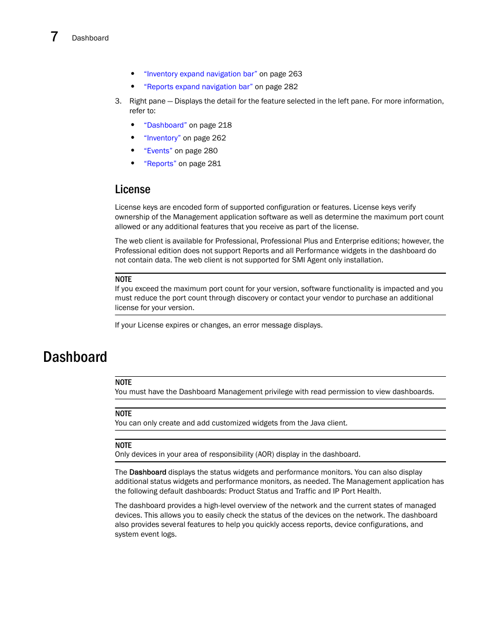 License, Dashboard | Brocade Network Advisor IP User Manual v12.3.0 User Manual | Page 272 / 1928