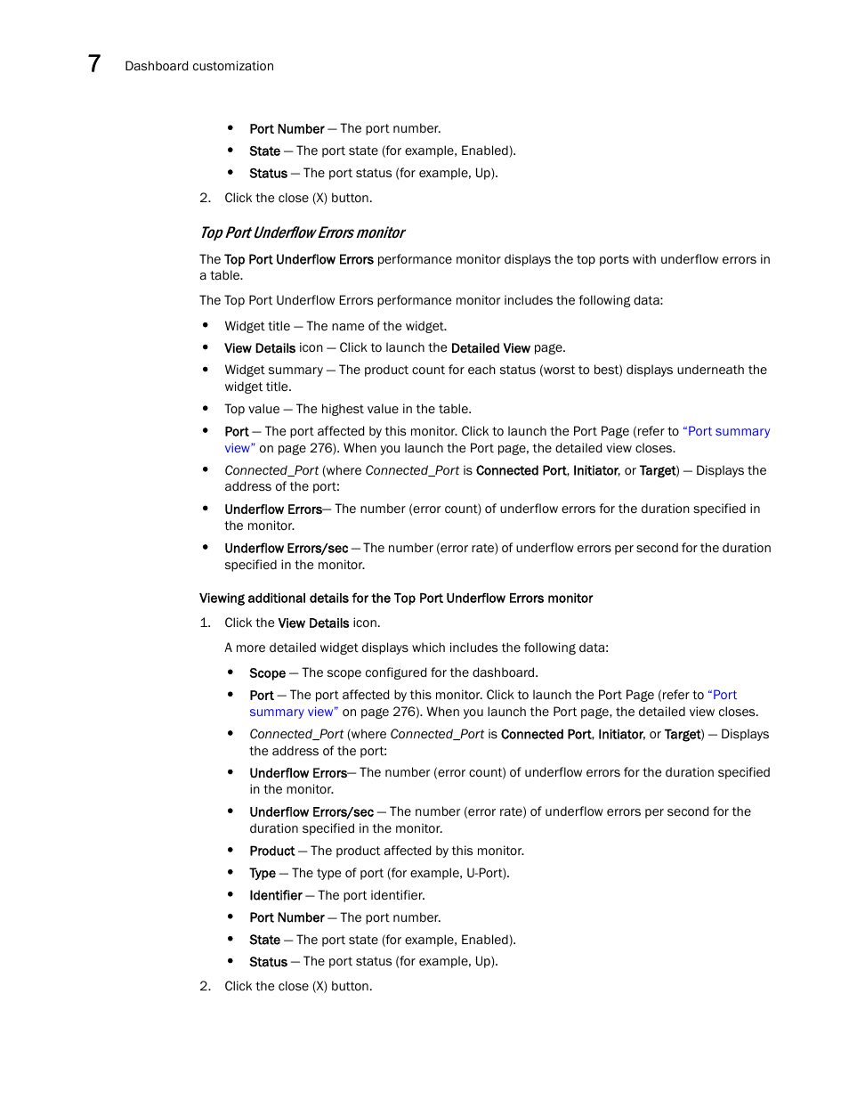 Top port underflow errors monitor | Brocade Network Advisor IP User Manual v12.3.0 User Manual | Page 304 / 1928