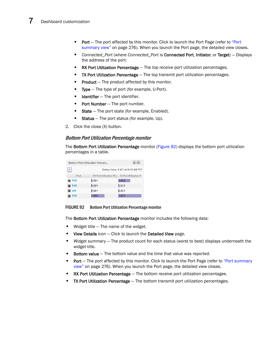 Bottom port utilization percentage monitor | Brocade Network Advisor IP User Manual v12.3.0 User Manual | Page 306 / 1928