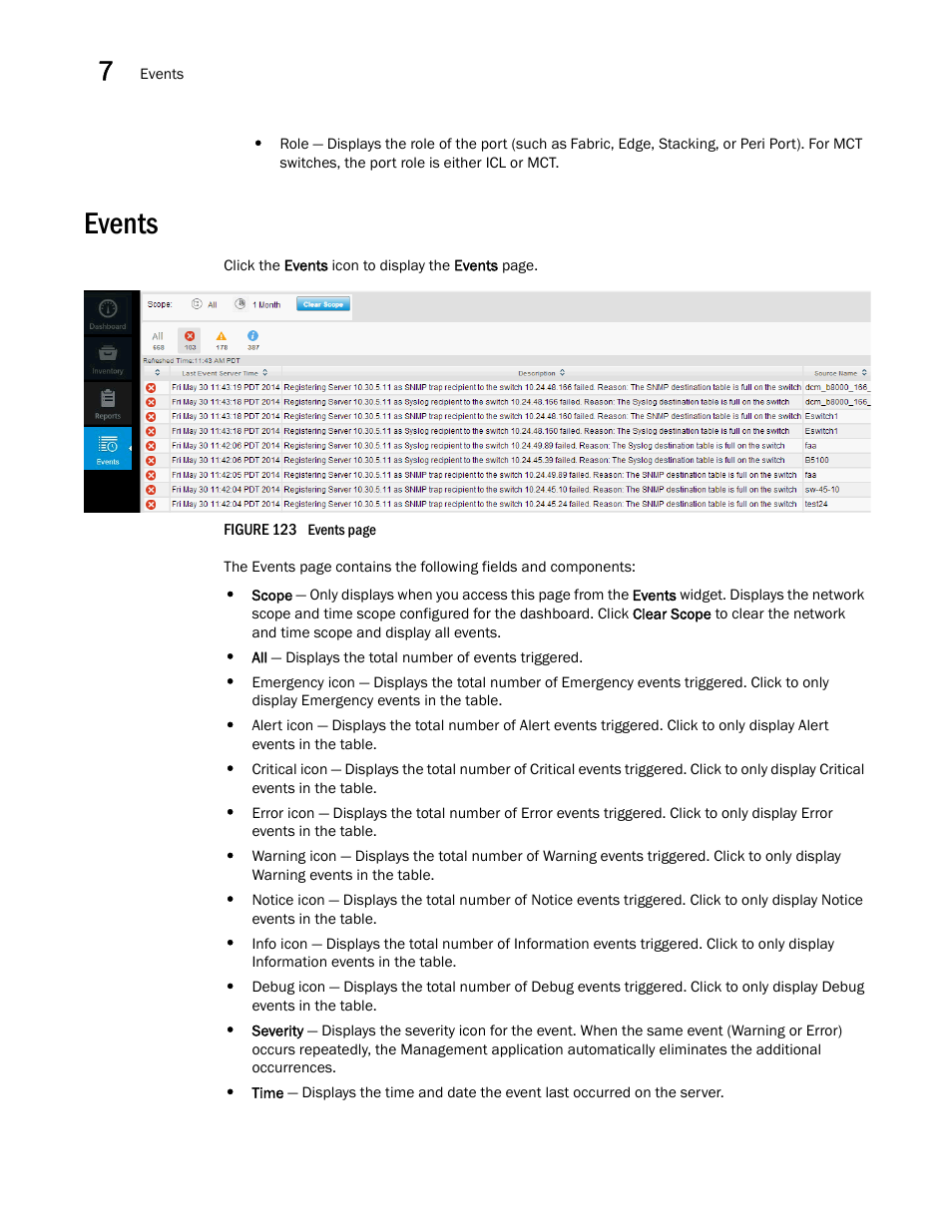 Events | Brocade Network Advisor IP User Manual v12.3.0 User Manual | Page 334 / 1928