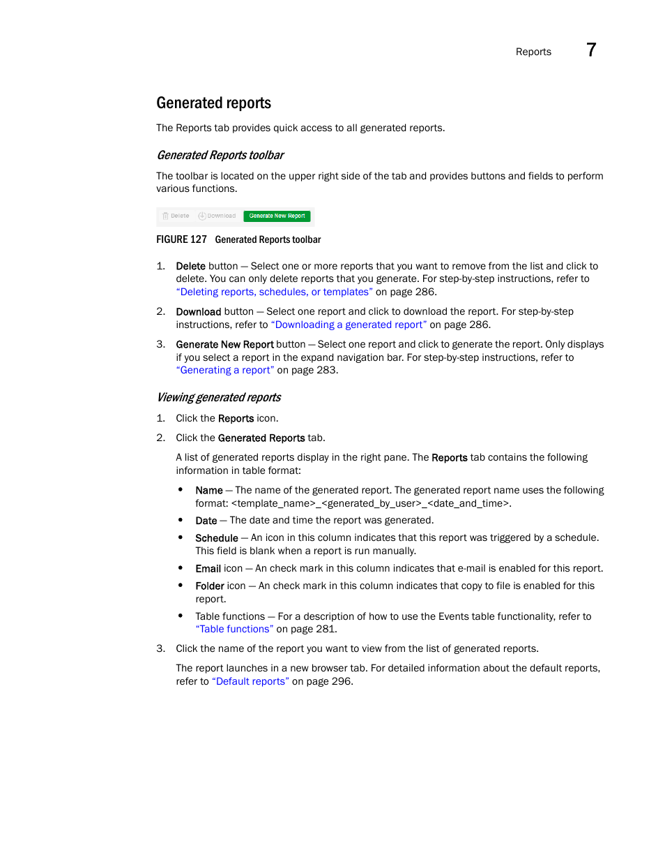 Generated reports, Generated reports toolbar | Brocade Network Advisor IP User Manual v12.3.0 User Manual | Page 339 / 1928