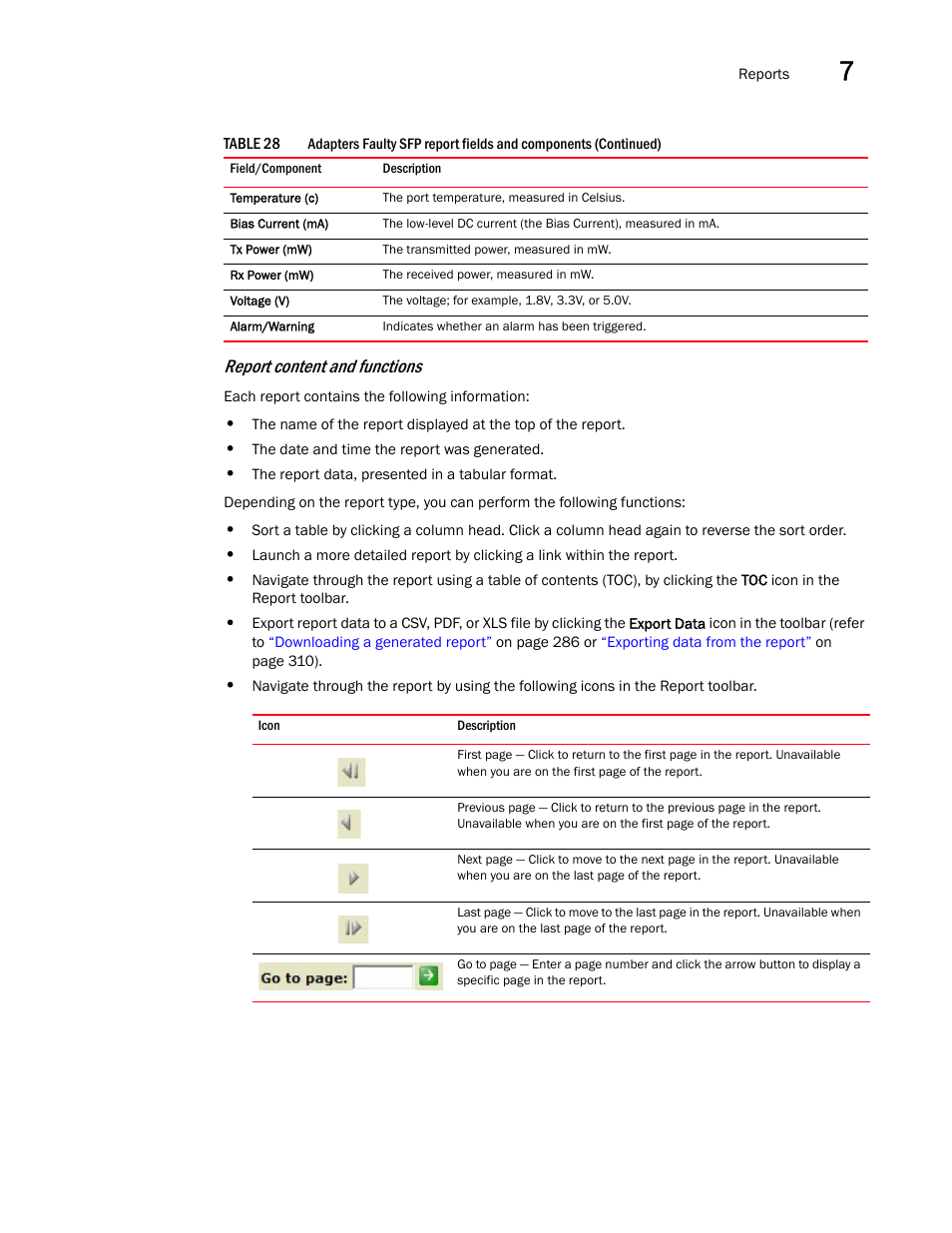 Report content and functions | Brocade Network Advisor IP User Manual v12.3.0 User Manual | Page 363 / 1928