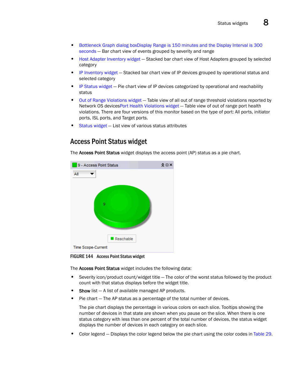 Access point status widget | Brocade Network Advisor IP User Manual v12.3.0 User Manual | Page 383 / 1928