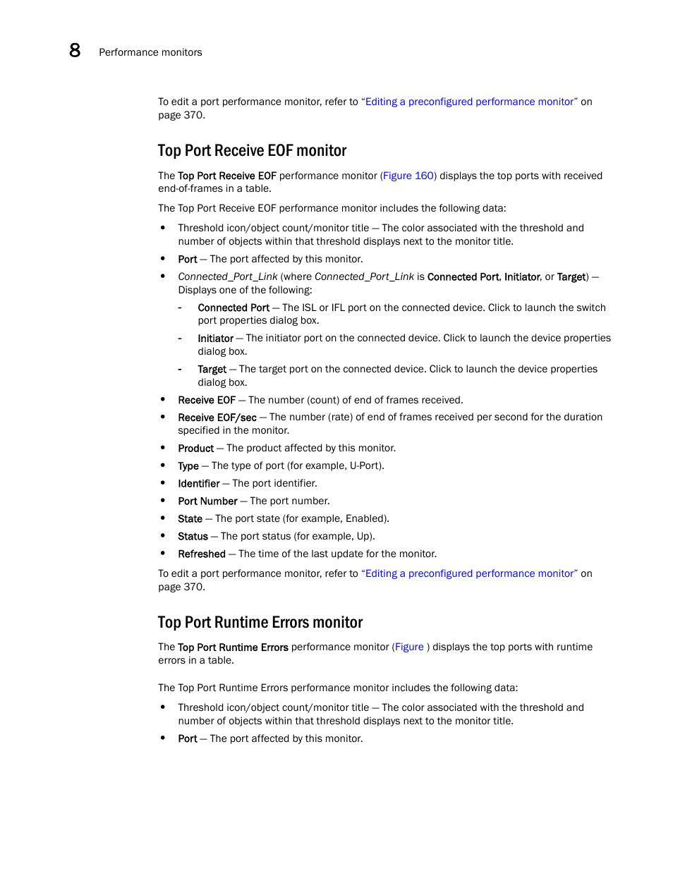 Top port receive eof monitor, Top port runtime errors monitor | Brocade Network Advisor IP User Manual v12.3.0 User Manual | Page 408 / 1928