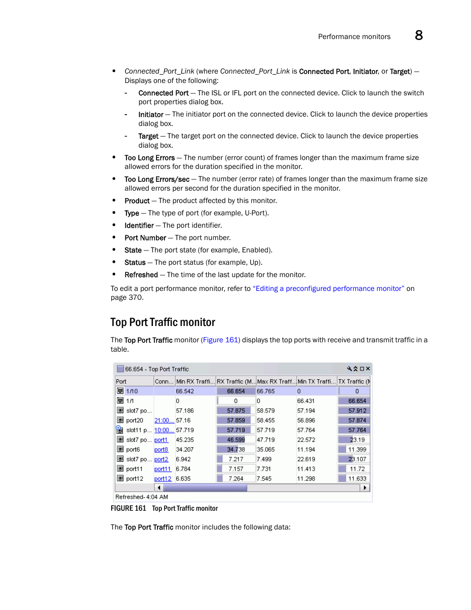 Top port traffic monitor | Brocade Network Advisor IP User Manual v12.3.0 User Manual | Page 411 / 1928