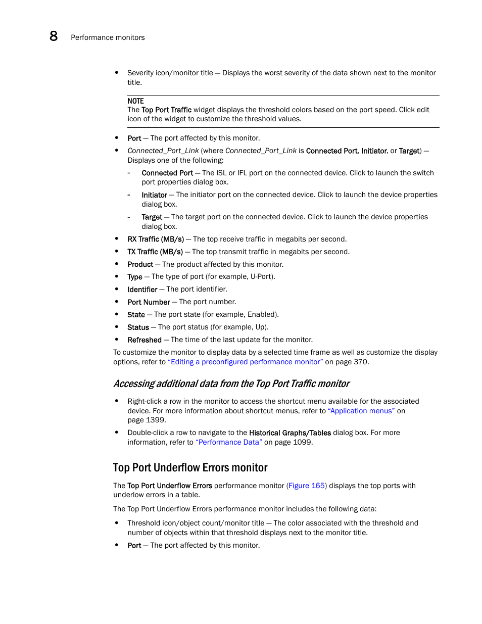 Top port underflow errors monitor | Brocade Network Advisor IP User Manual v12.3.0 User Manual | Page 412 / 1928