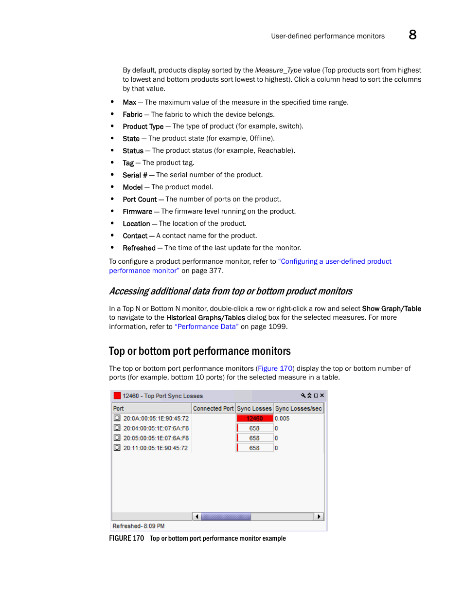 Top or bottom port performance monitors | Brocade Network Advisor IP User Manual v12.3.0 User Manual | Page 425 / 1928