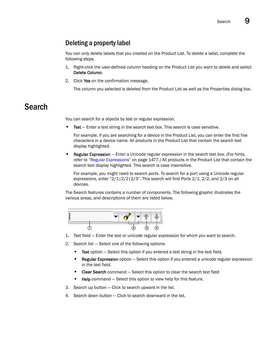 Search, Deleting a property label | Brocade Network Advisor IP User Manual v12.3.0 User Manual | Page 459 / 1928