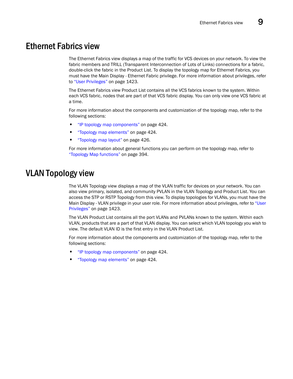 Ethernet fabrics view, Vlan topology view | Brocade Network Advisor IP User Manual v12.3.0 User Manual | Page 471 / 1928